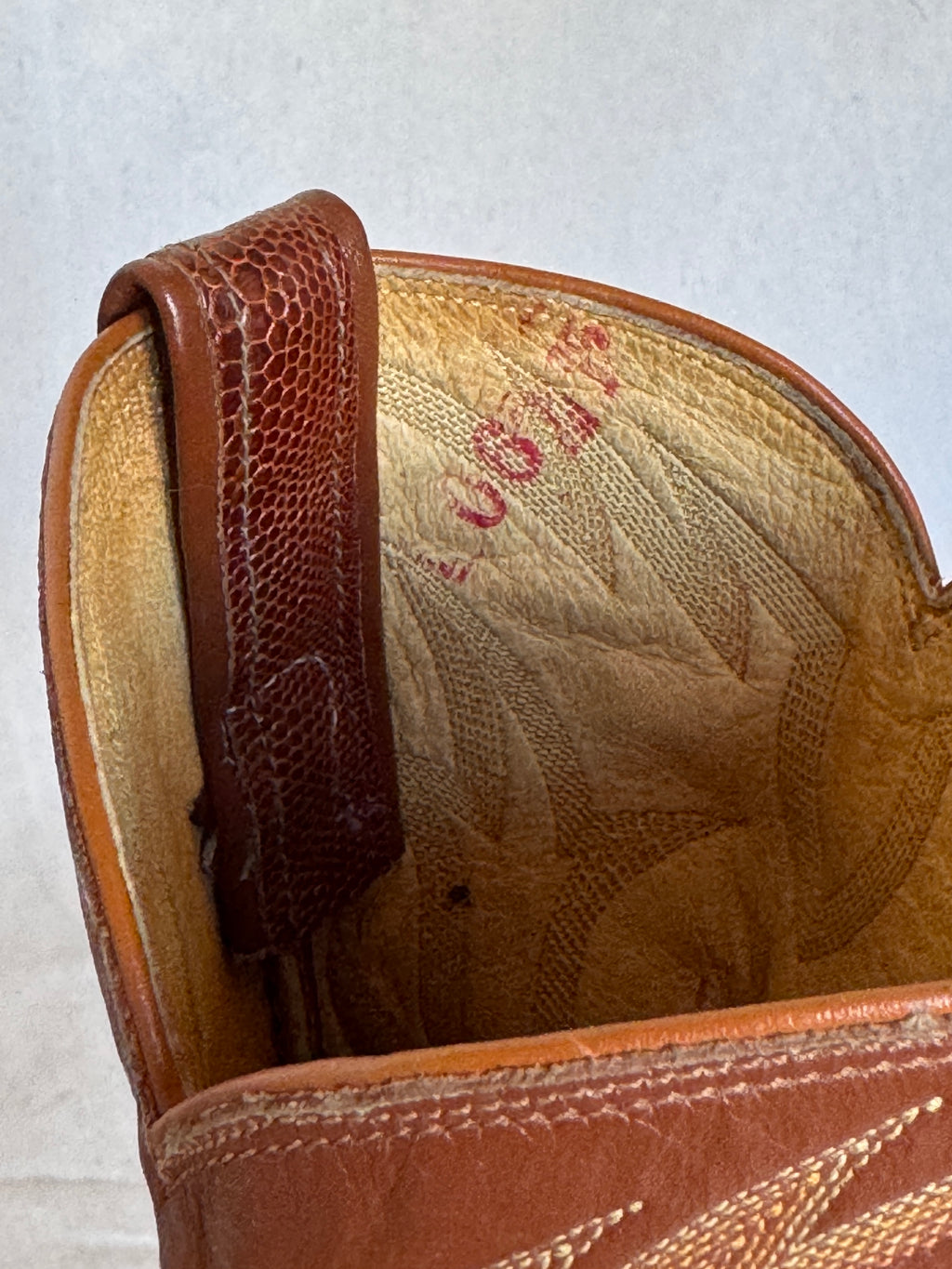 Vintage Brown Lizard Leather Stitched Tony Lama Cowboy Boots