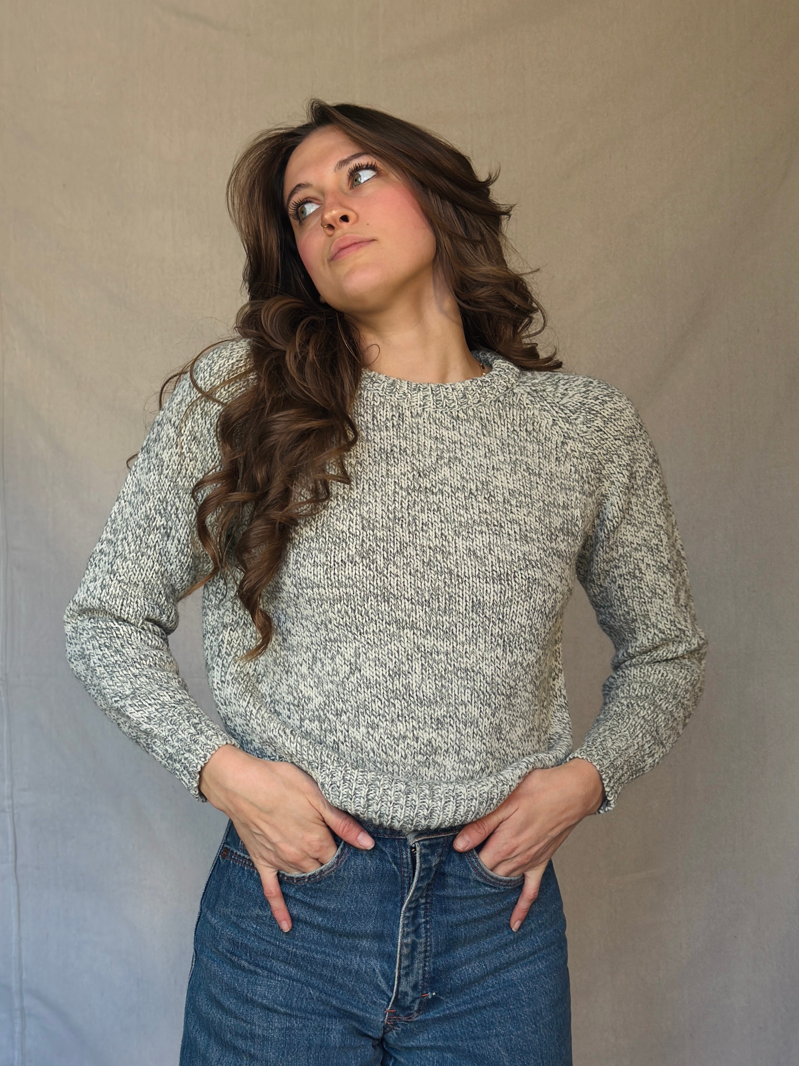 70s Heather Grey Knit Sweater