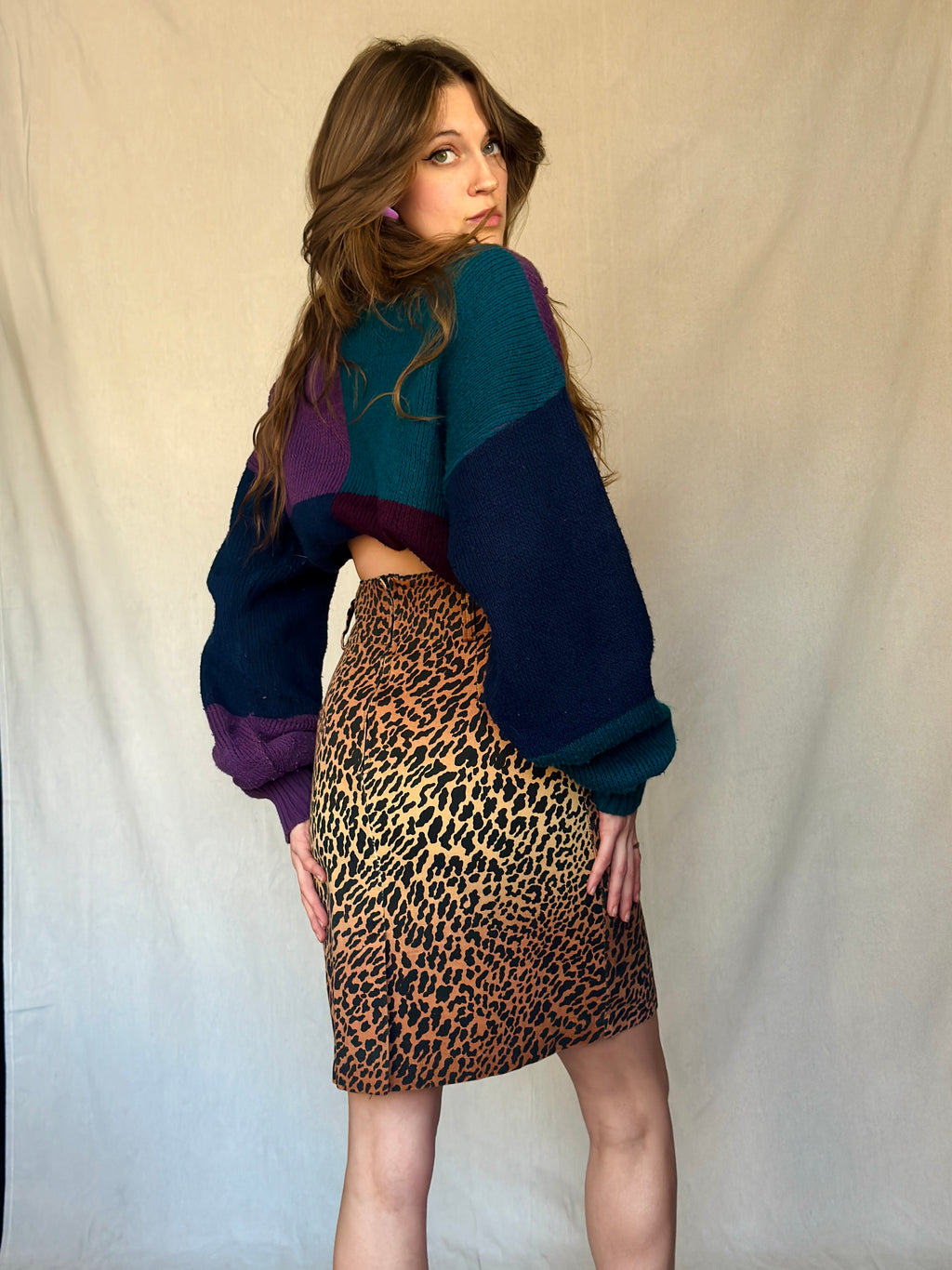 80s High Waisted Cheetah Skirt
