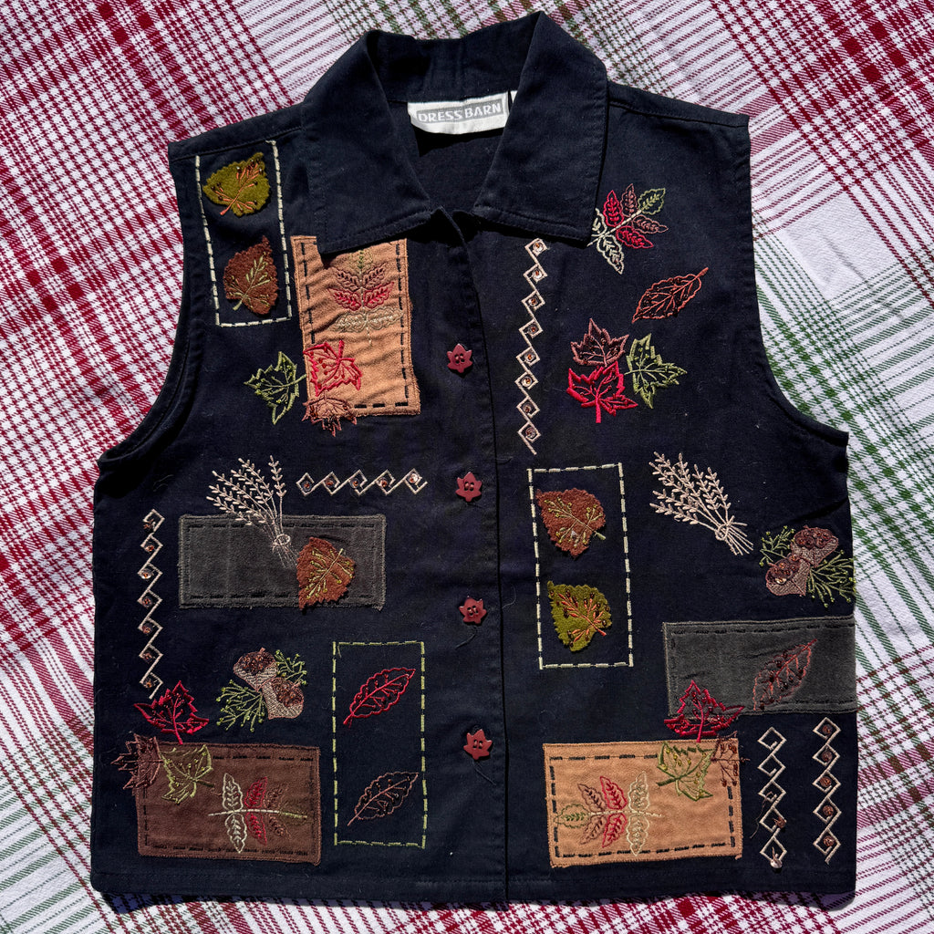 90s Black Fall Patchwork Vest