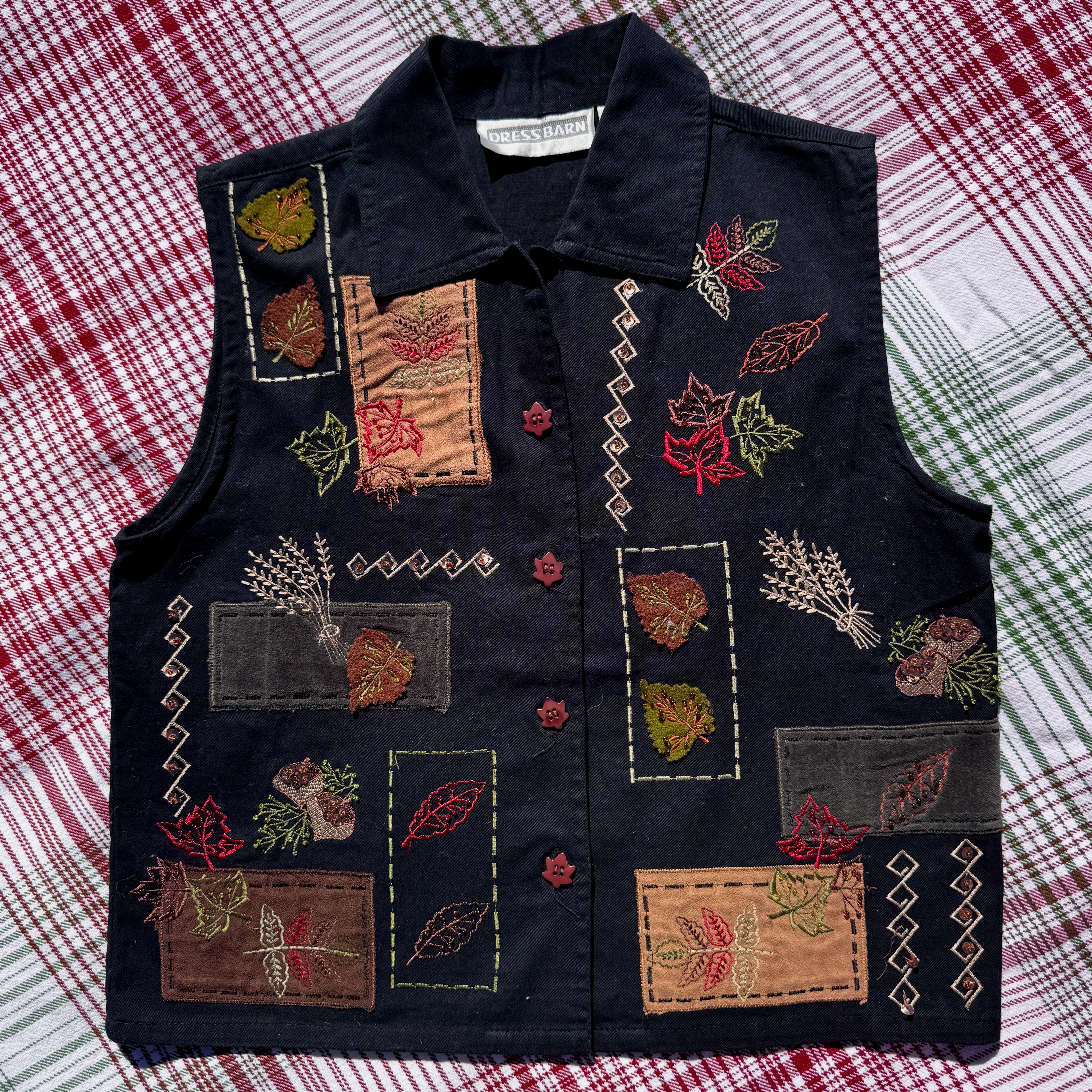 90s Black Fall Patchwork Vest