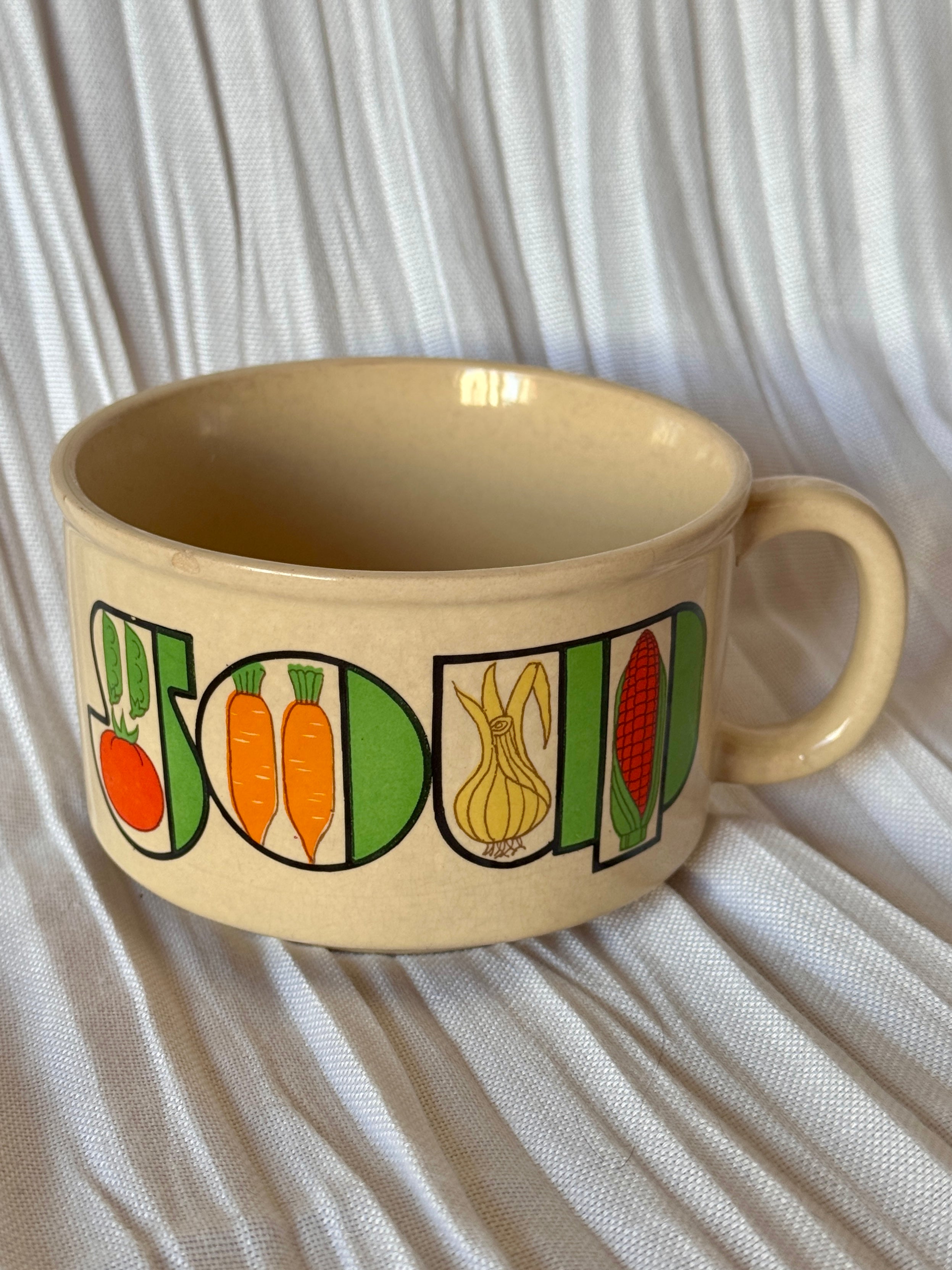 Vintage Ceramic Veggie Soup Mug