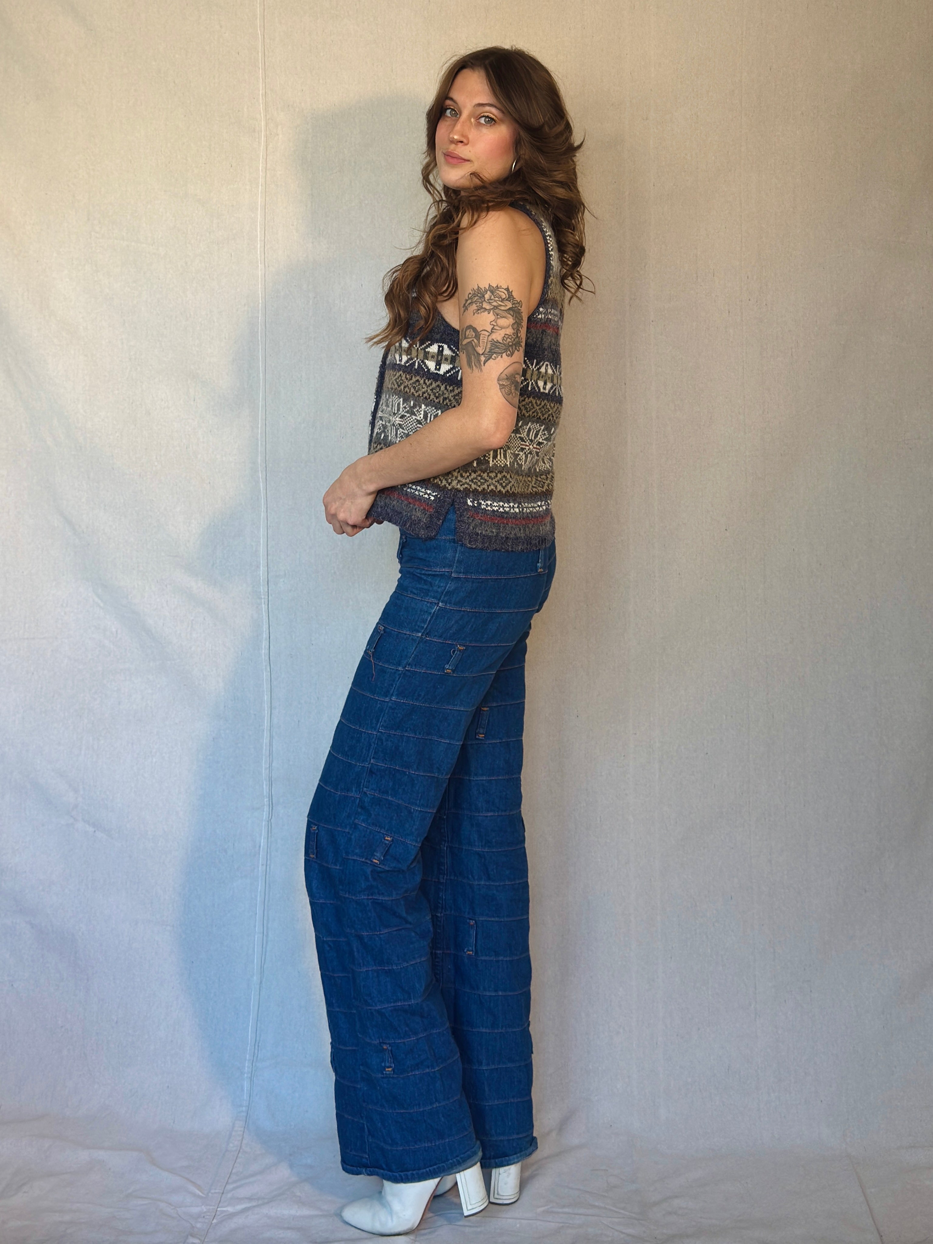 80s Fuzzy Button Up Sweater Vest