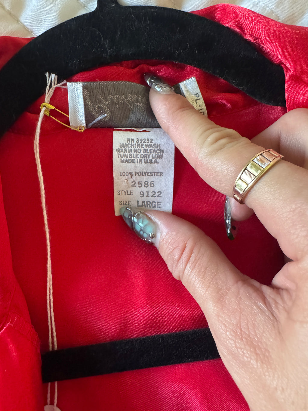 80s Red Satin Bow Button Up