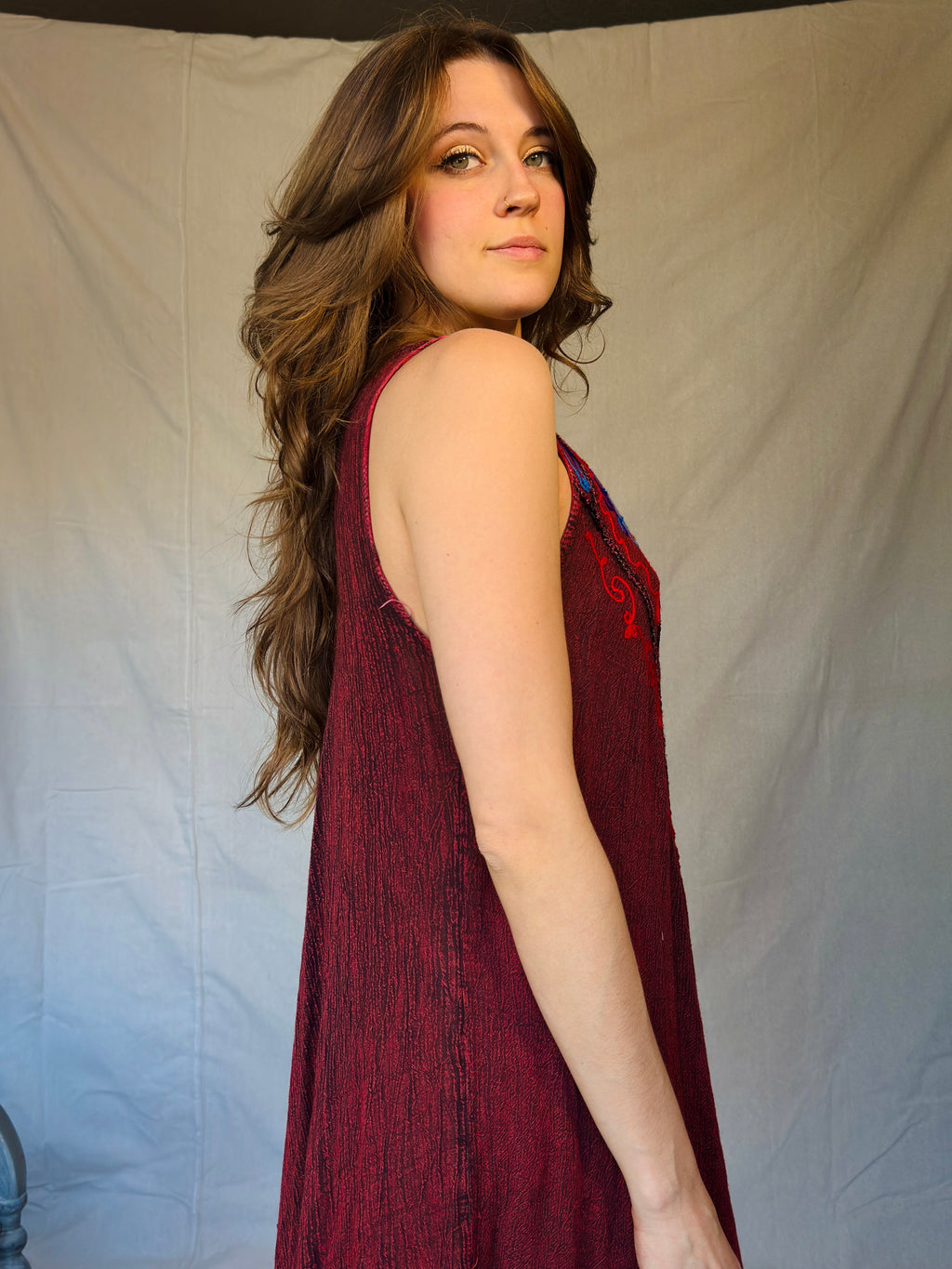 Vintage Red Embroidered Fairy Dress