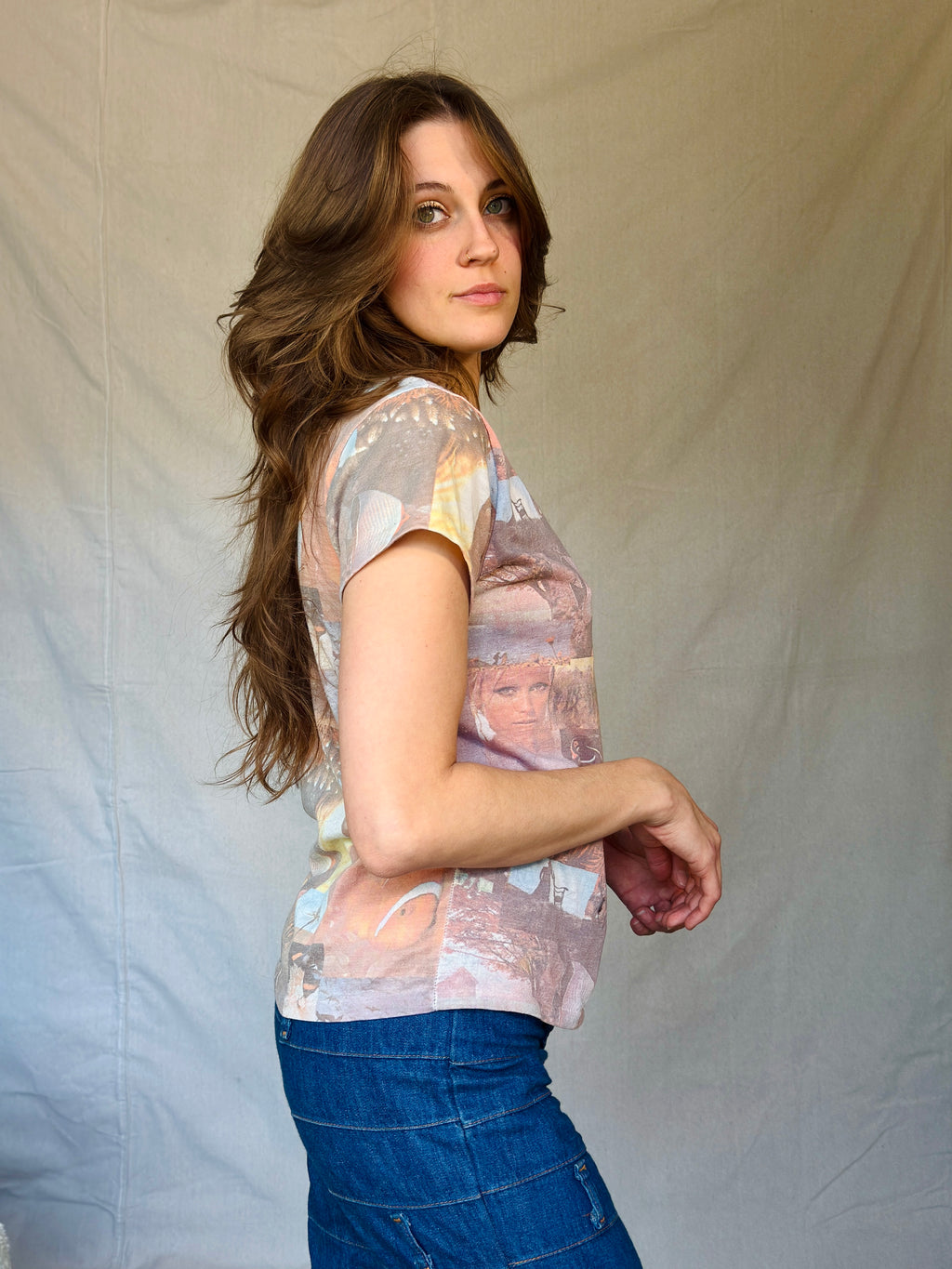 70s Faded Screenprint Collage Graphic Tee