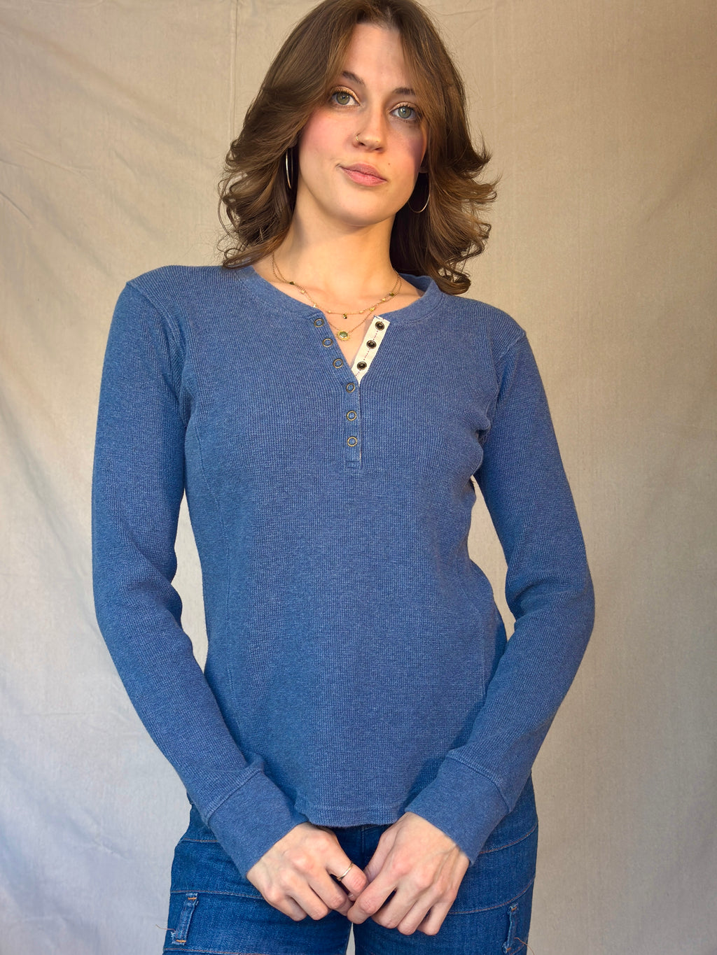 Y2K Tommy Hilfiger Blue Henley Tee