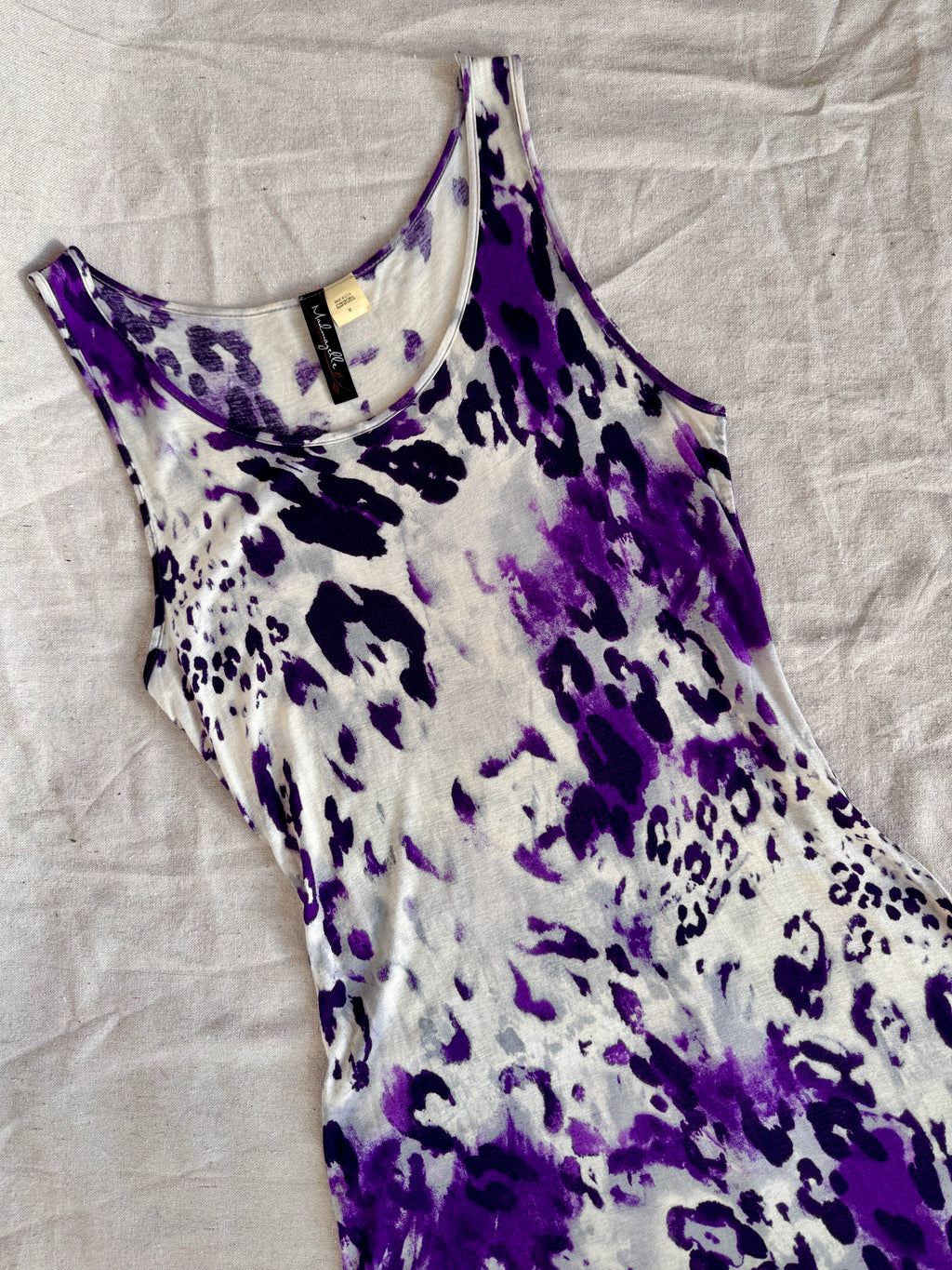 90s Purple Leopard Print Maxi Slip Dress