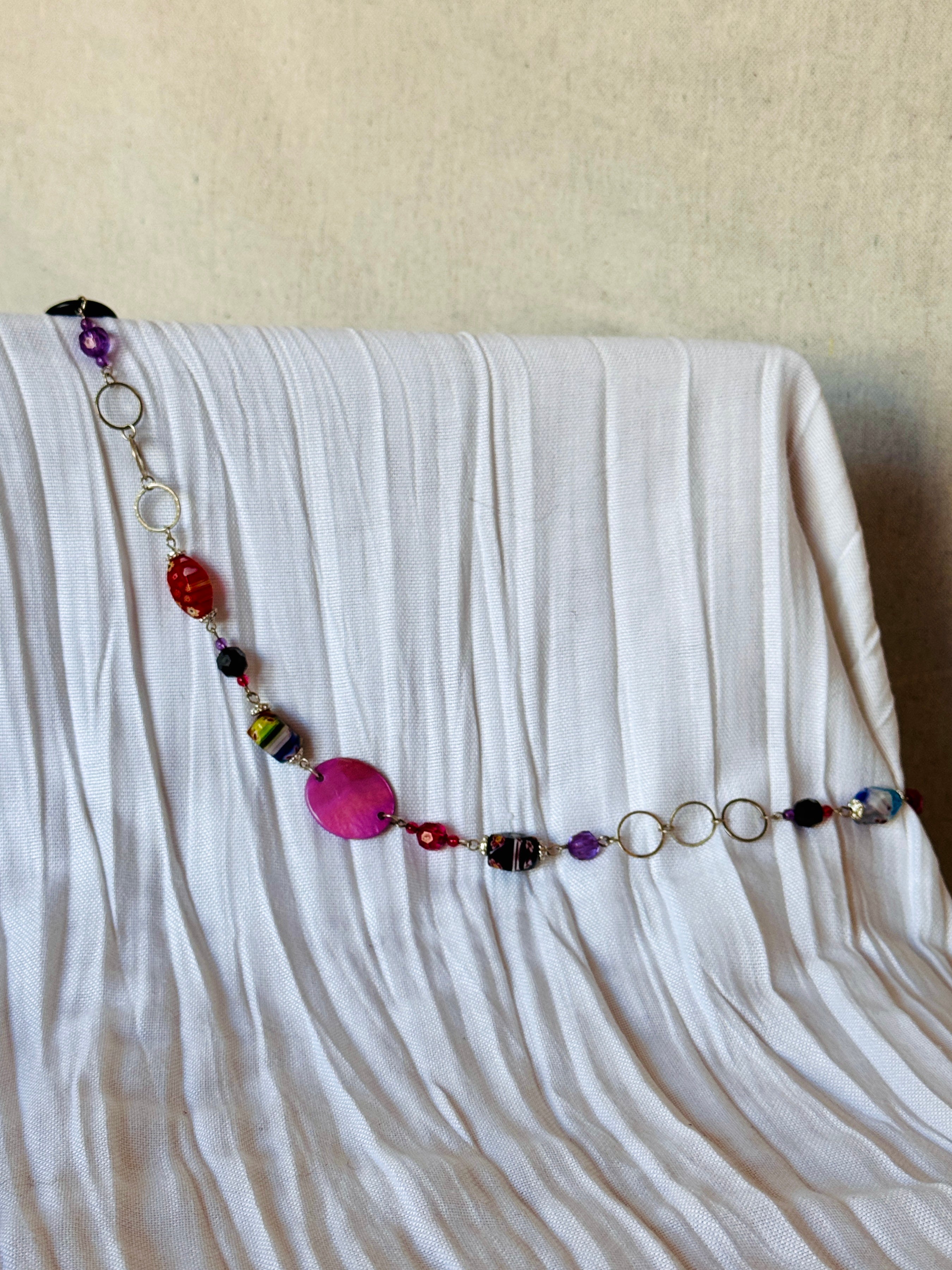 Funky Vintage Silver Beaded Chain Belt