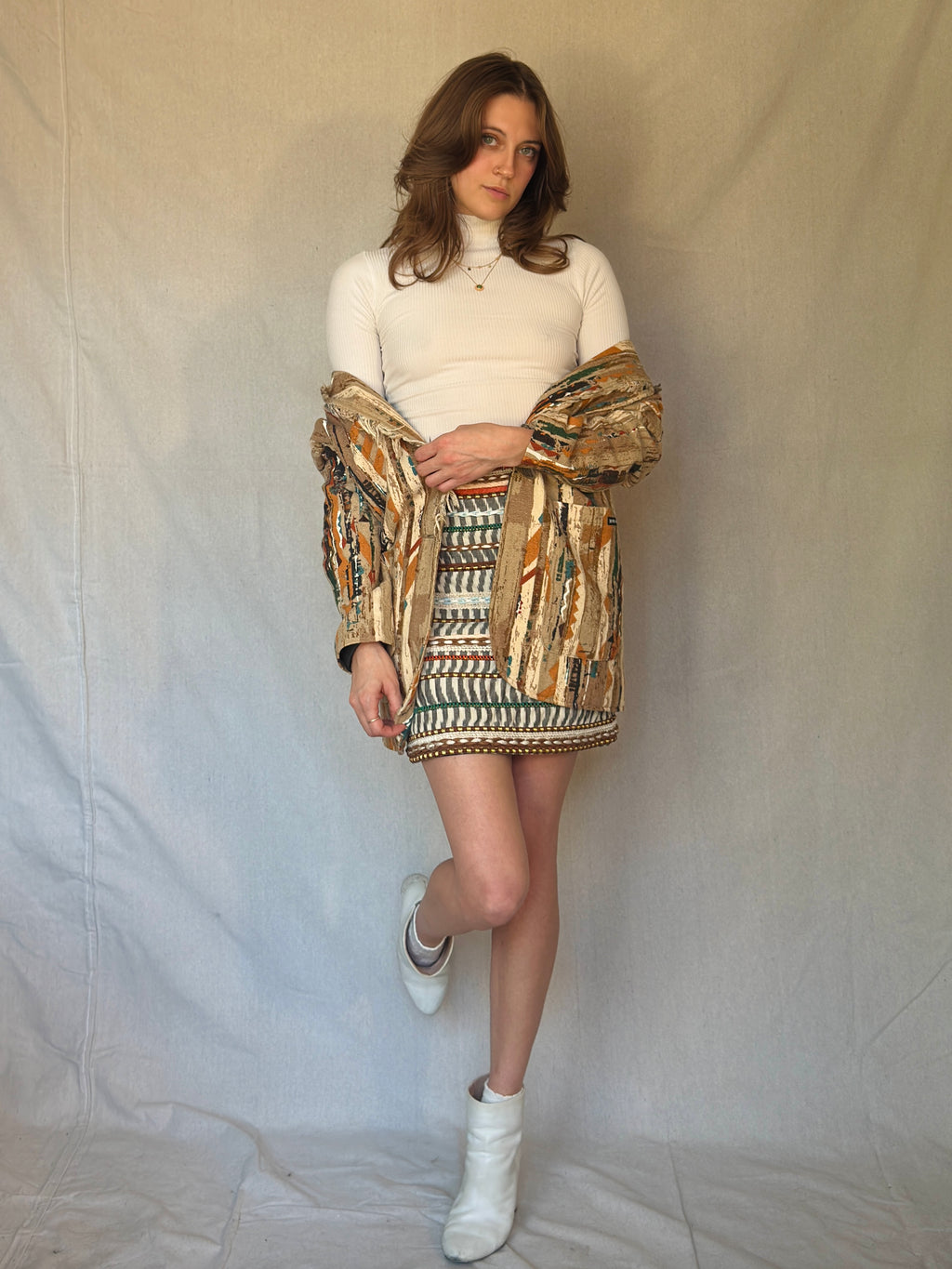 Embroidered Ikat Pencil Skirt (Modern)