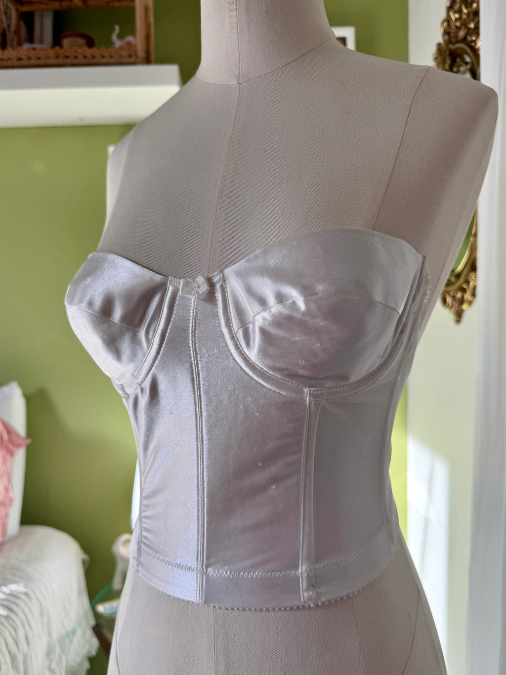 90s White Satin Bustier