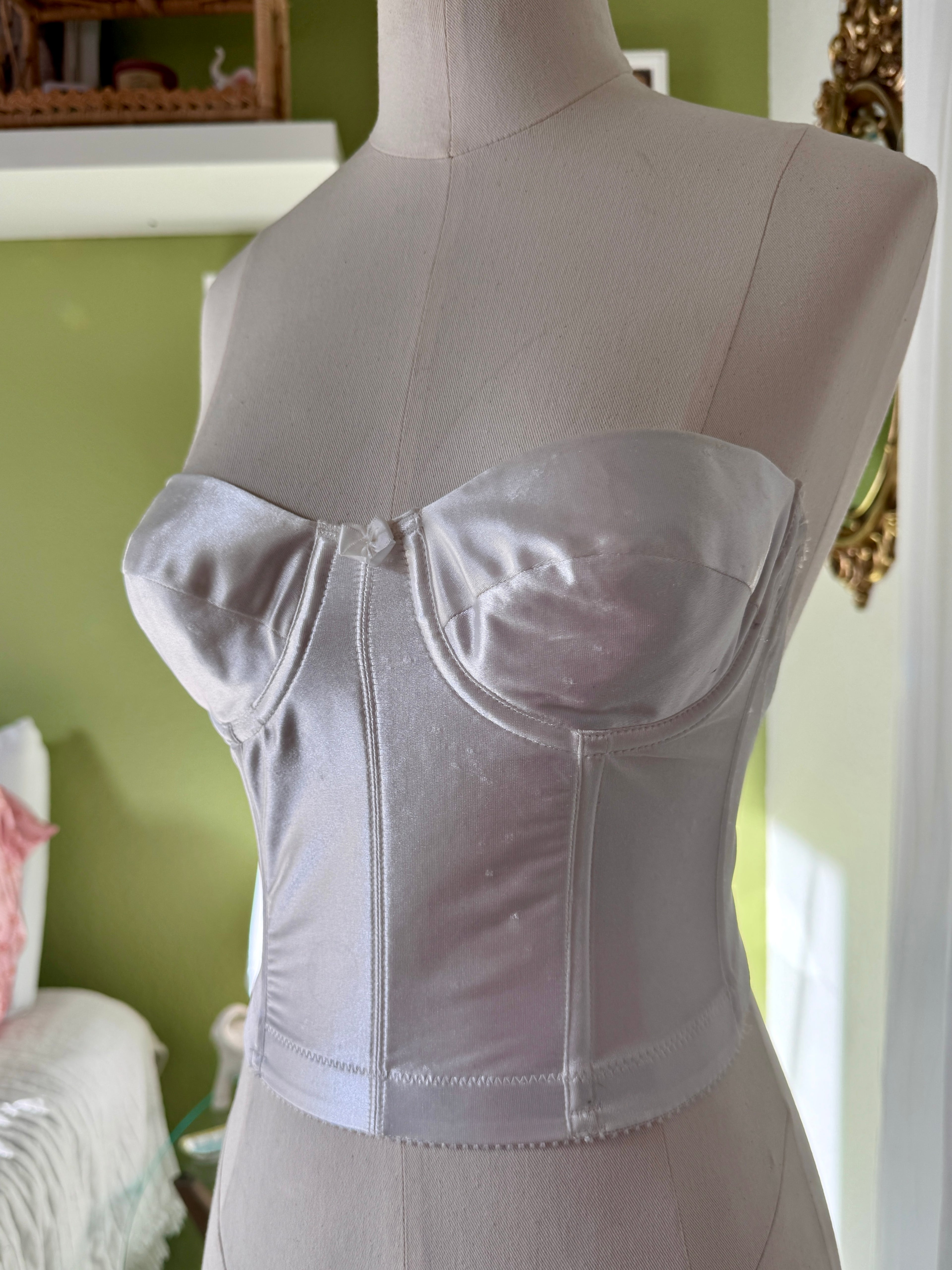 90s White Satin Bustier