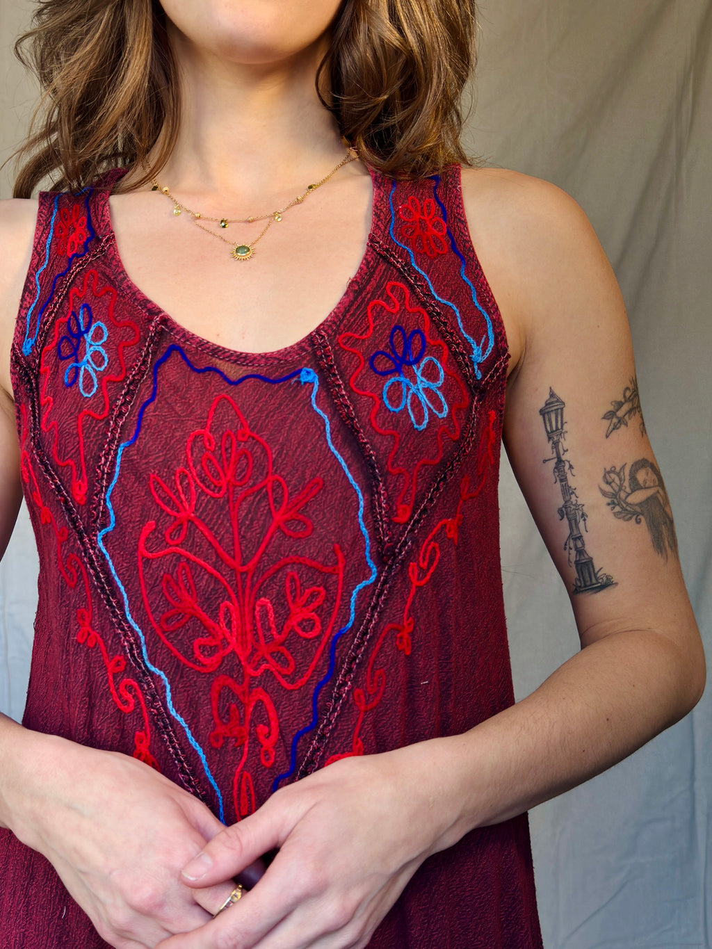 Vintage Red Embroidered Fairy Dress