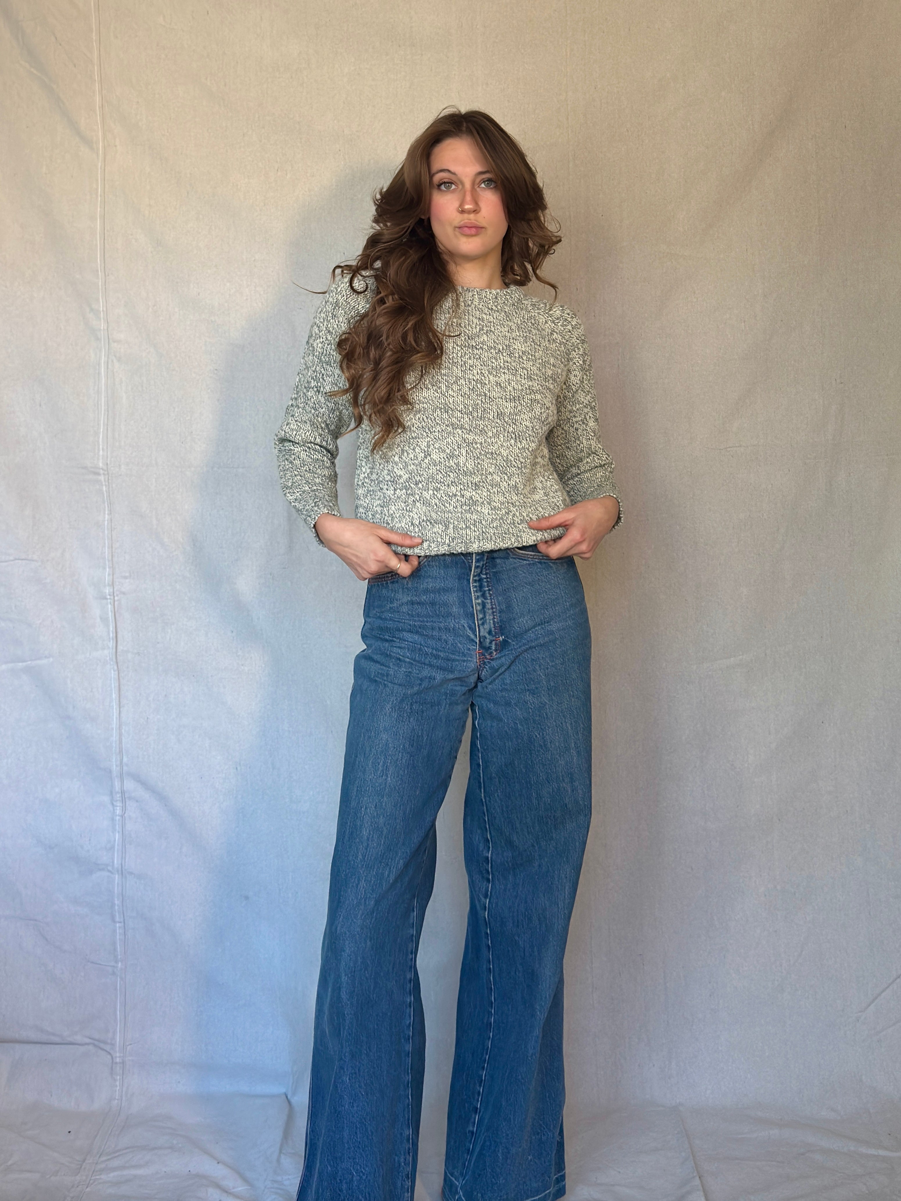 70s Heather Grey Knit Sweater