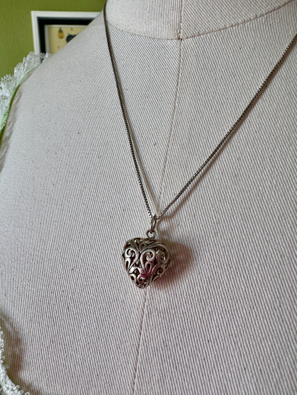 Silver Intricate Open Heart Pendant Necklace