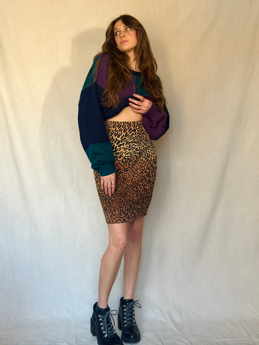 80s High Waisted Cheetah Skirt