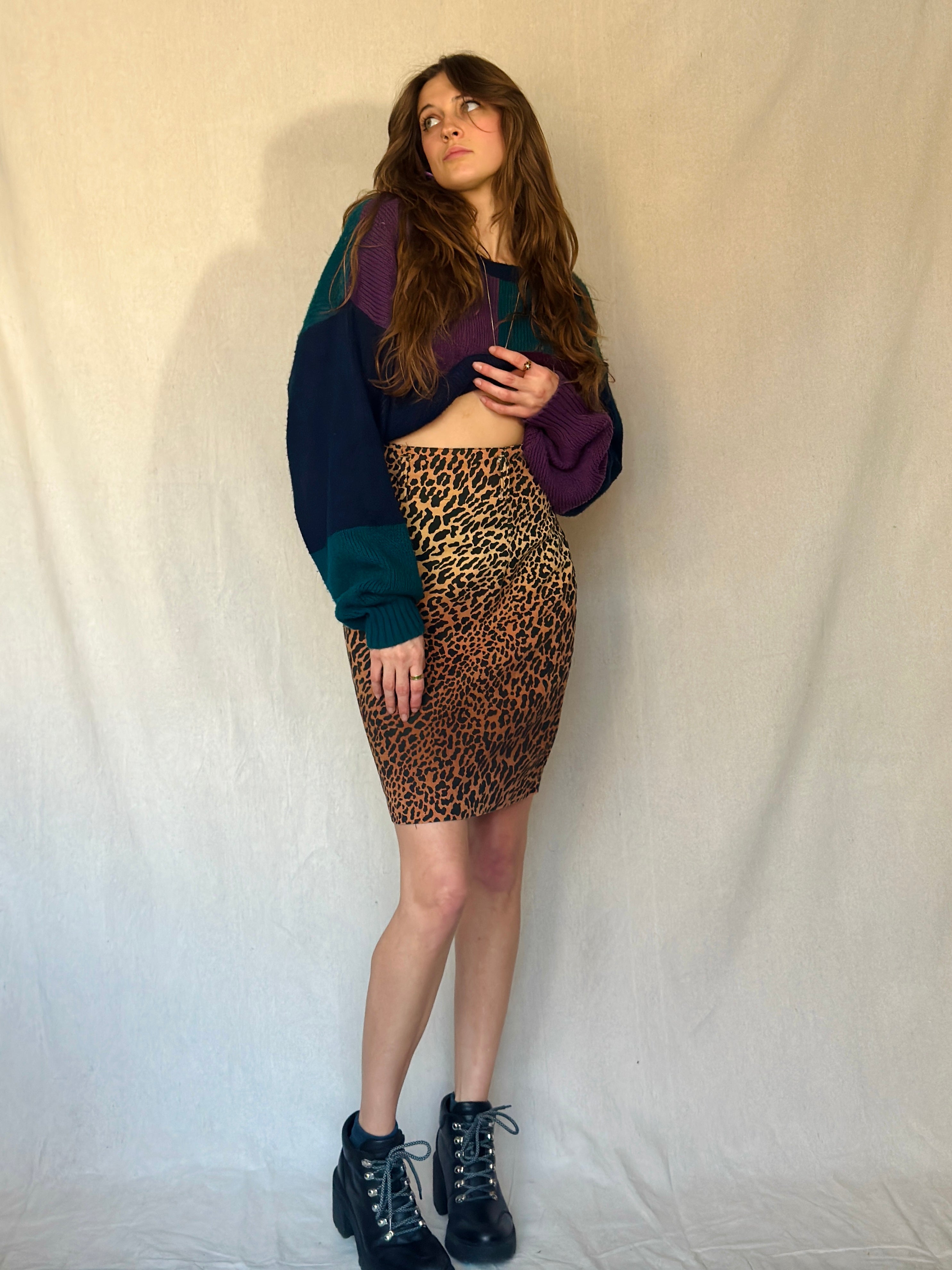 80s High Waisted Cheetah Skirt