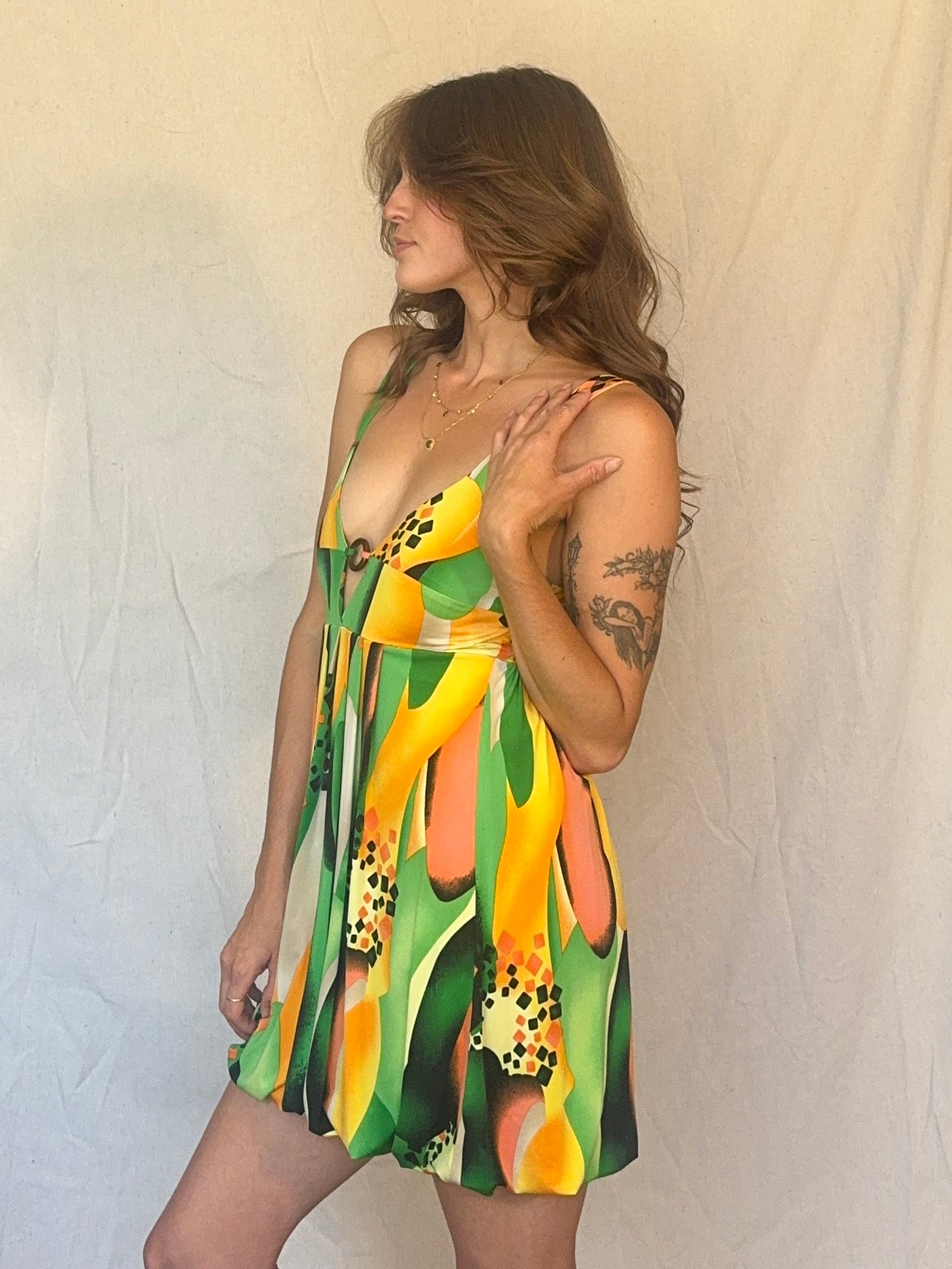 Y2K Green Mini Bubble Club Dress