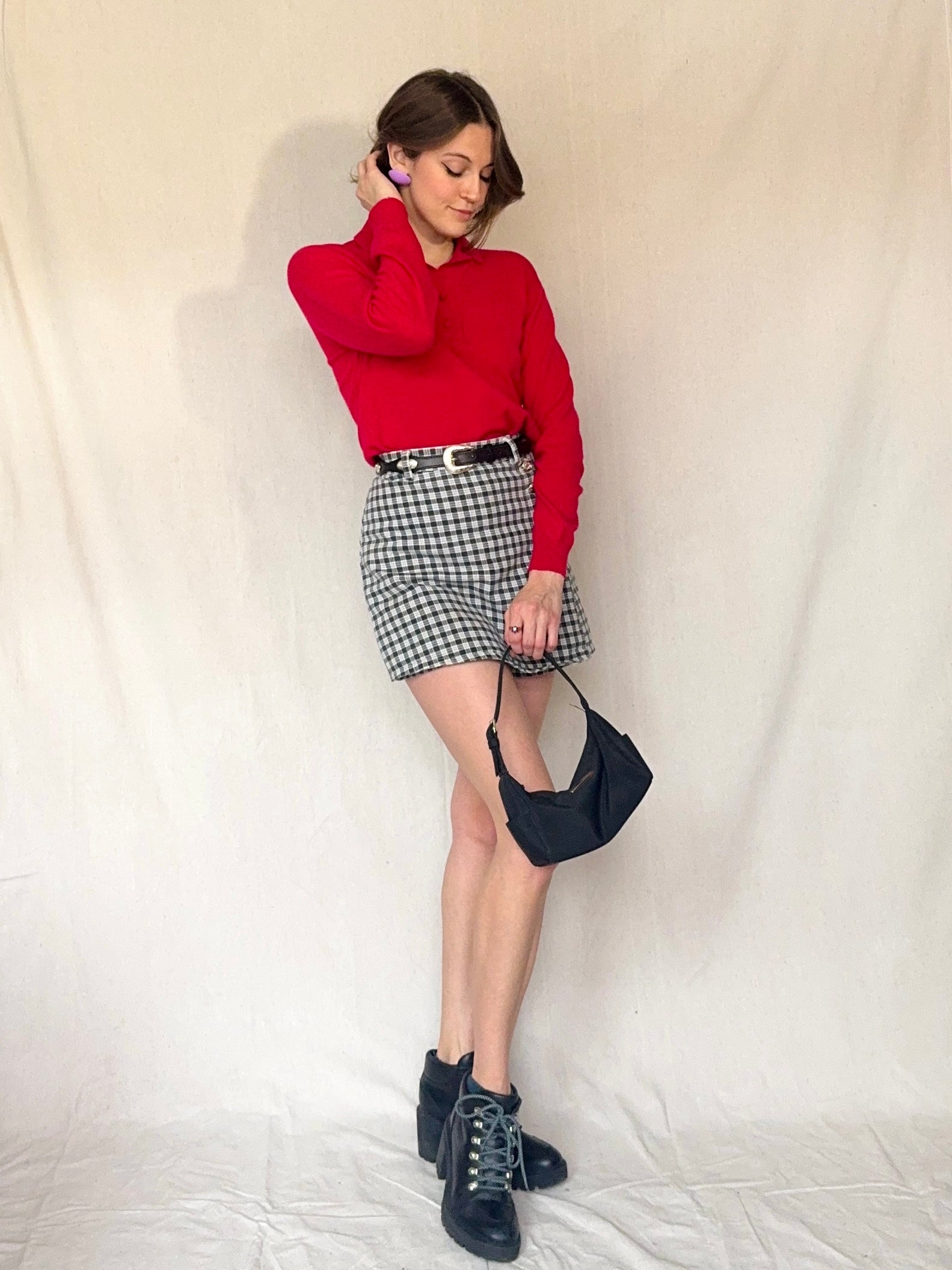 60s Red Cashmere Collared Sweater