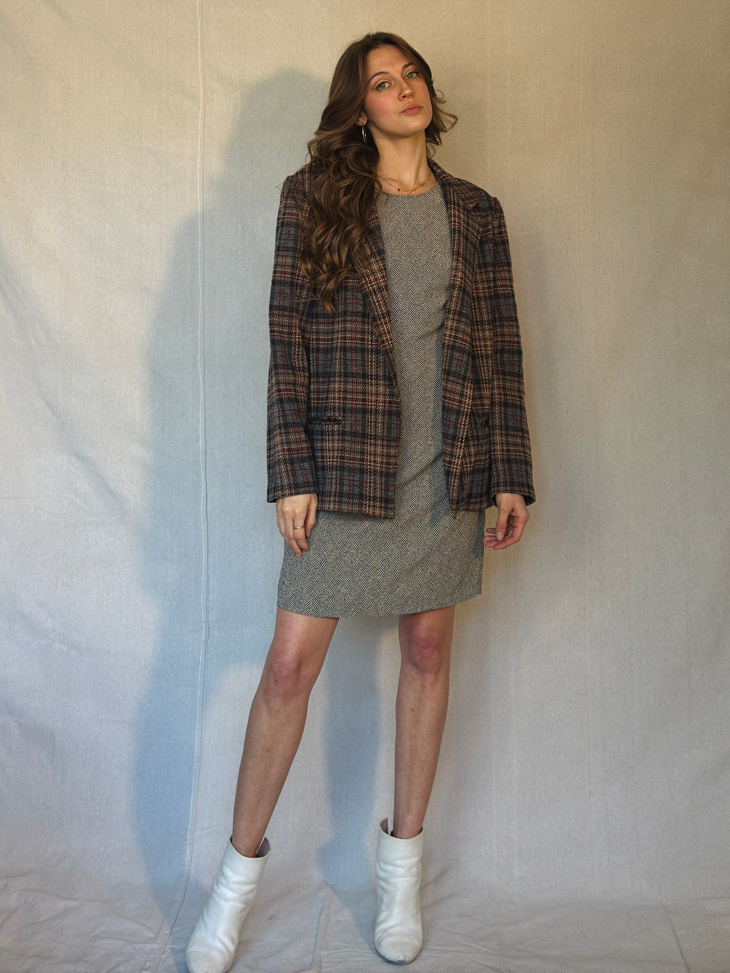 70s Brown Plaid Blazer