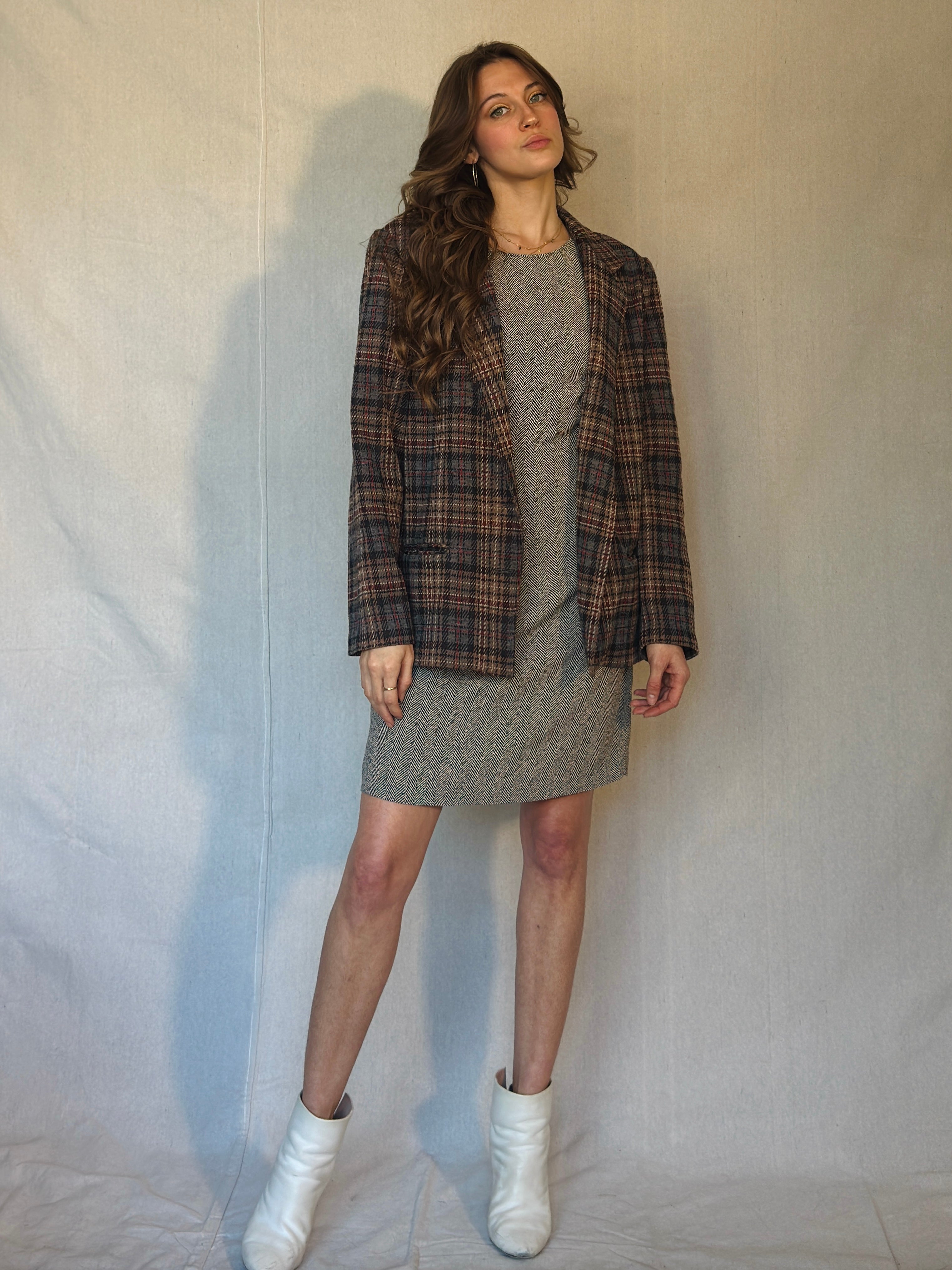 70s Brown Plaid Blazer
