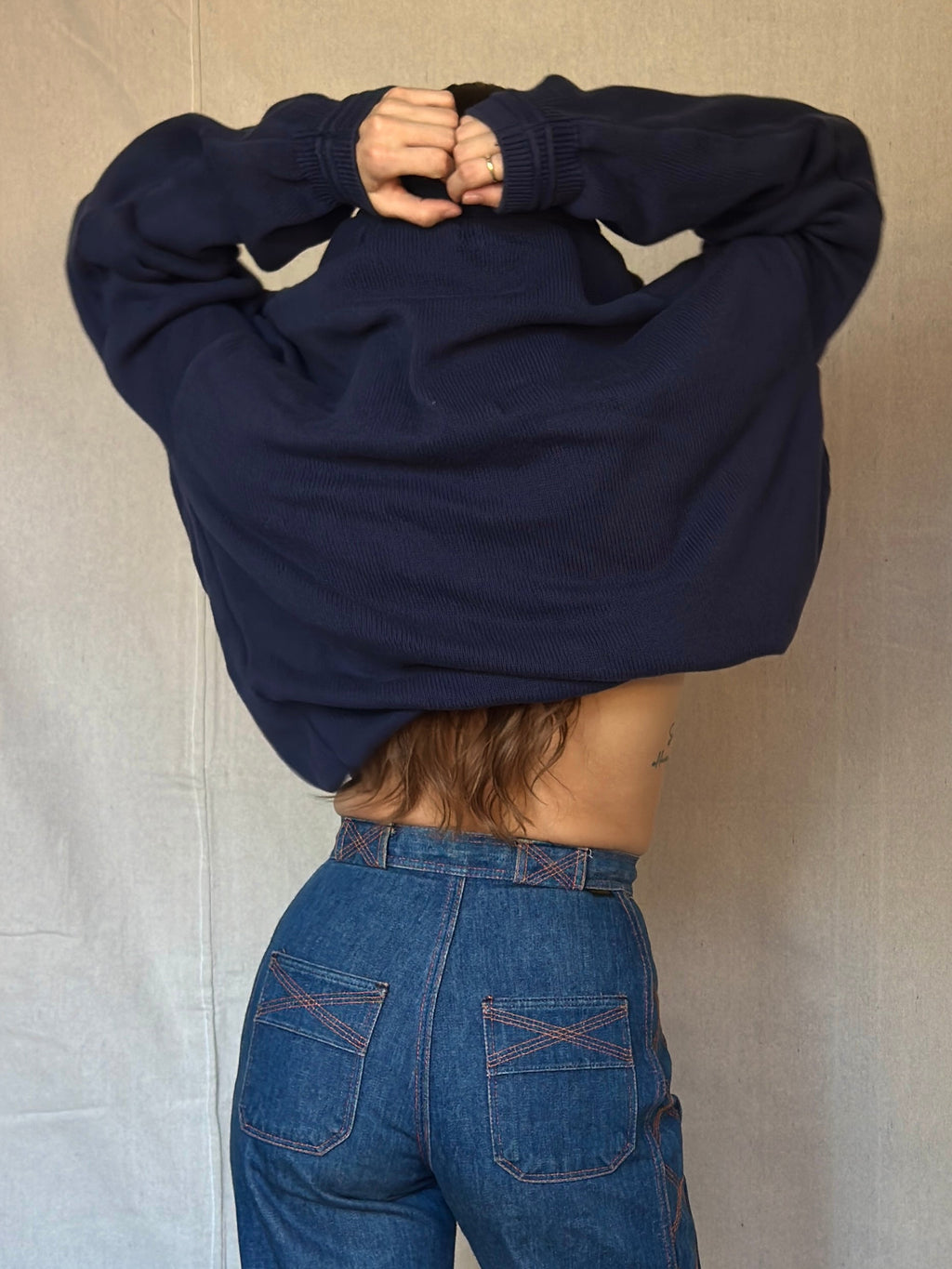 90s Navy Blue Cotton Sweater