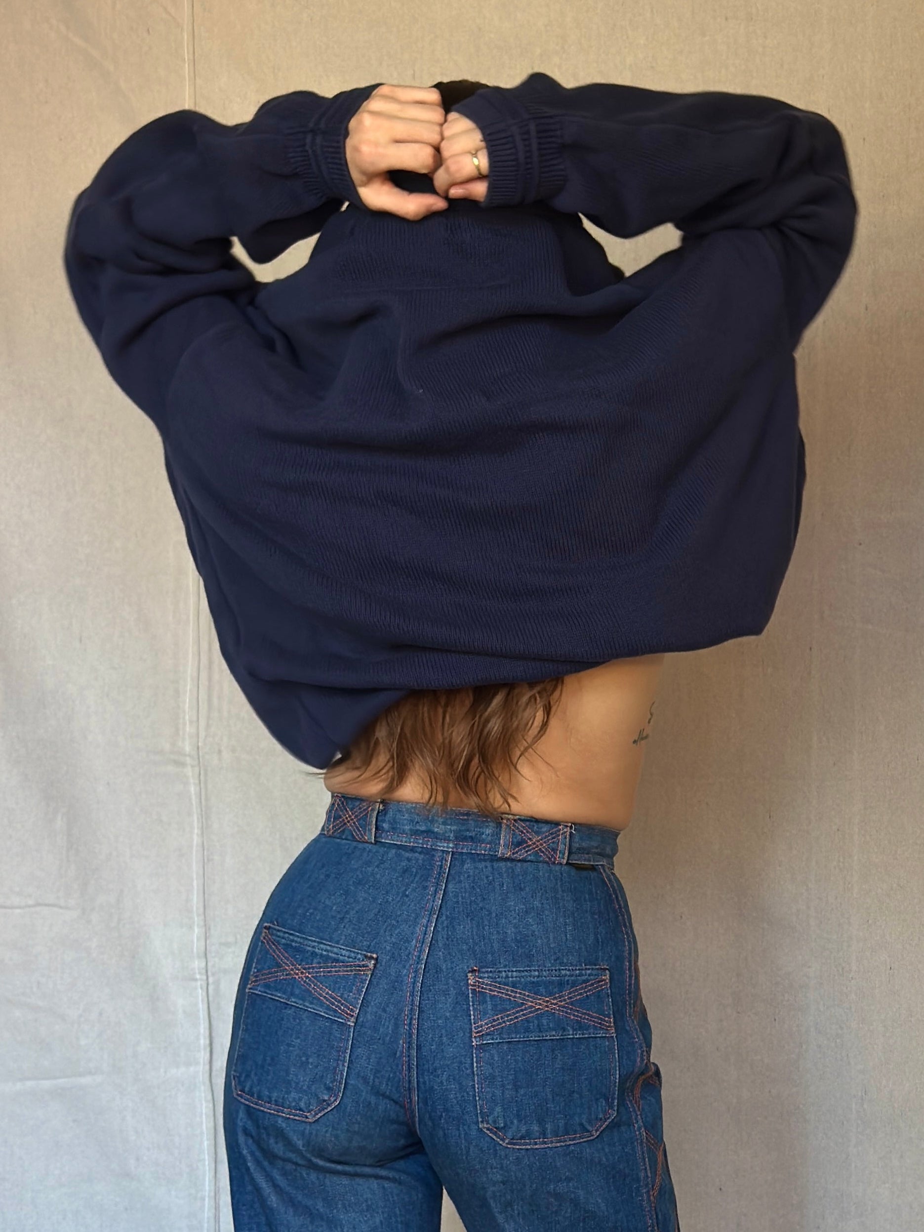 90s Navy Blue Cotton Sweater