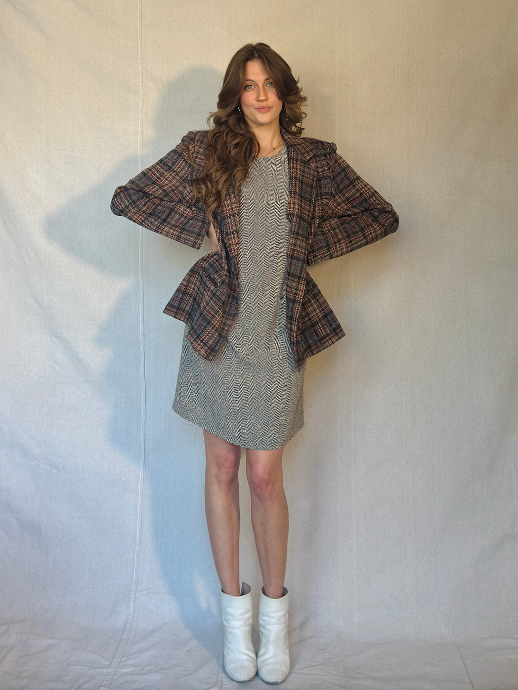 70s Brown Plaid Blazer