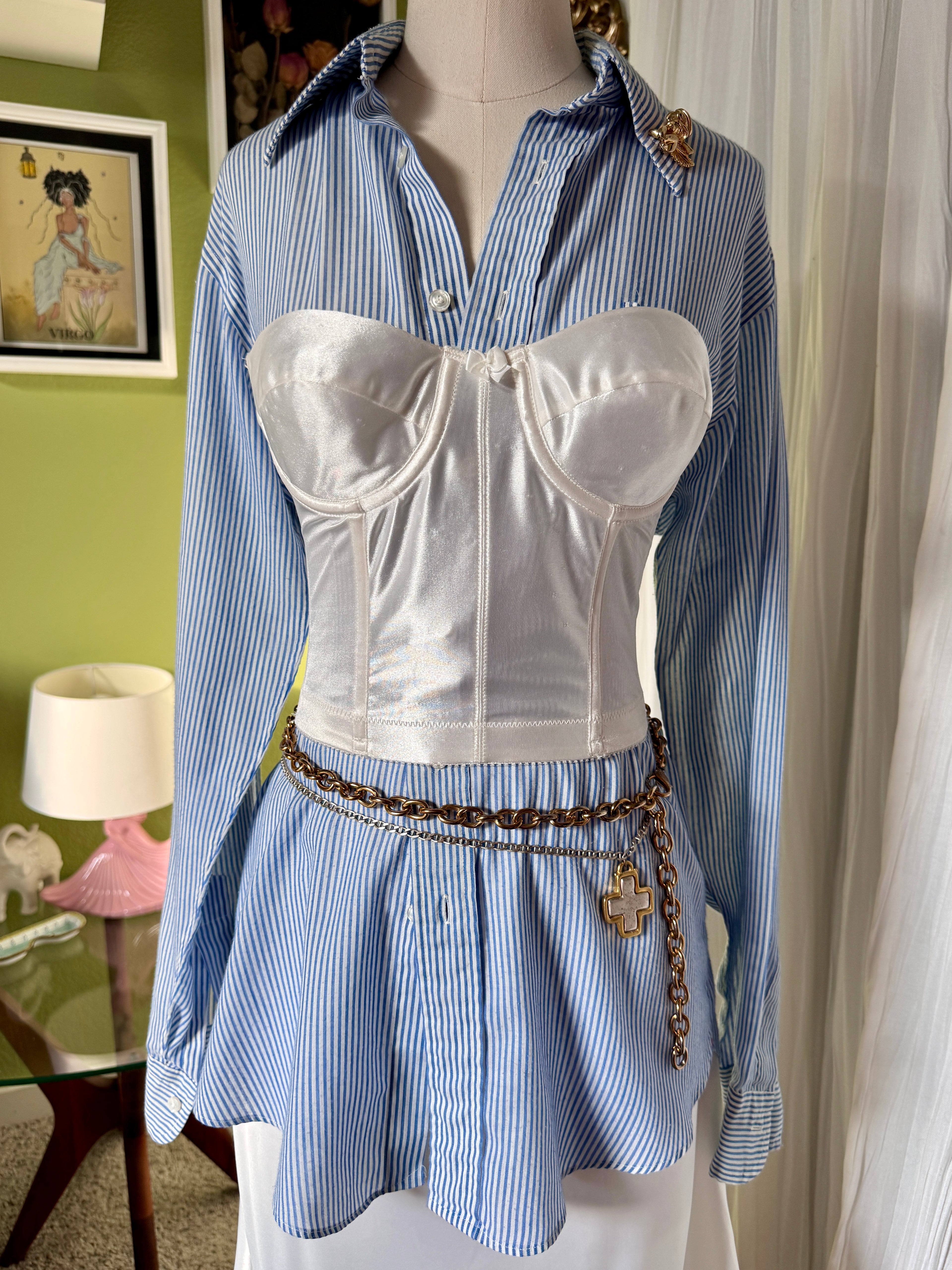 90s White Satin Bustier