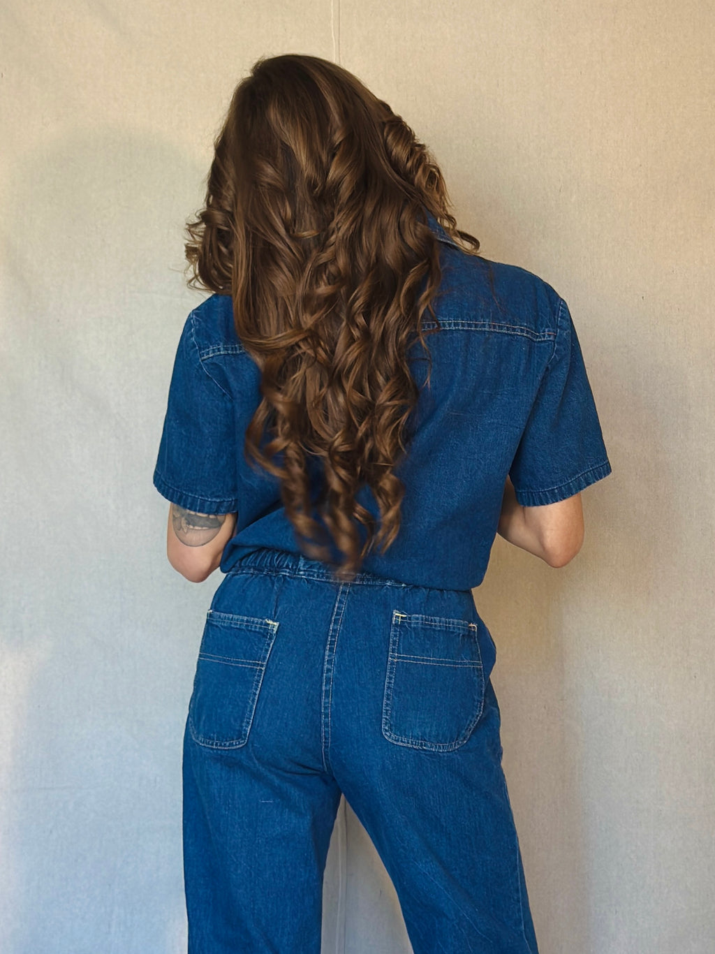 70s Vintage Denim Bell Bottom Jumpsuit
