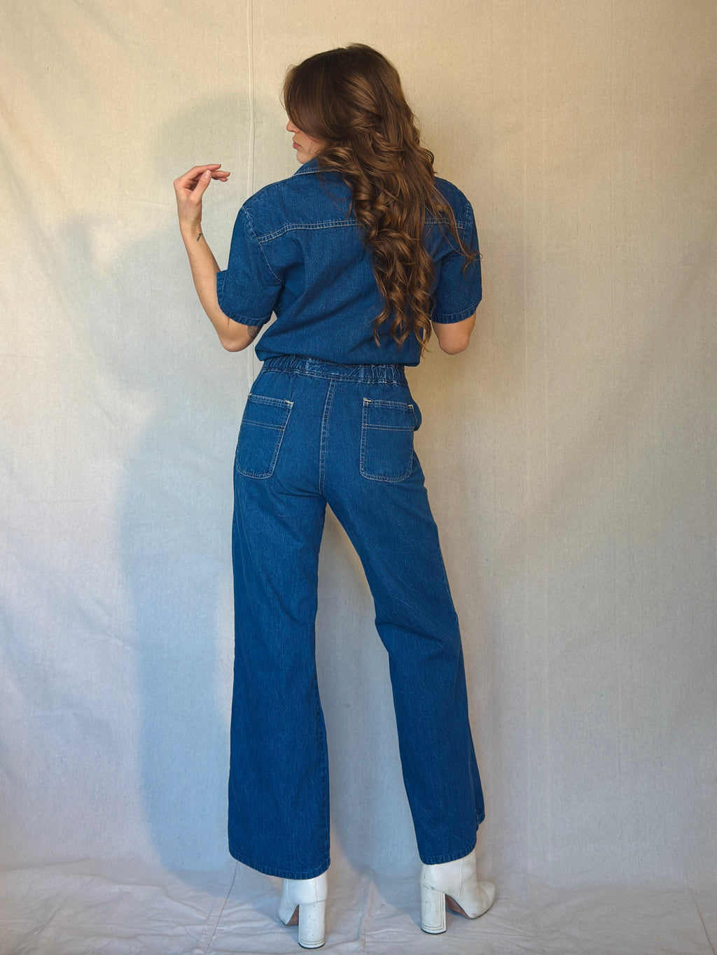 70s Vintage Denim Bell Bottom Jumpsuit