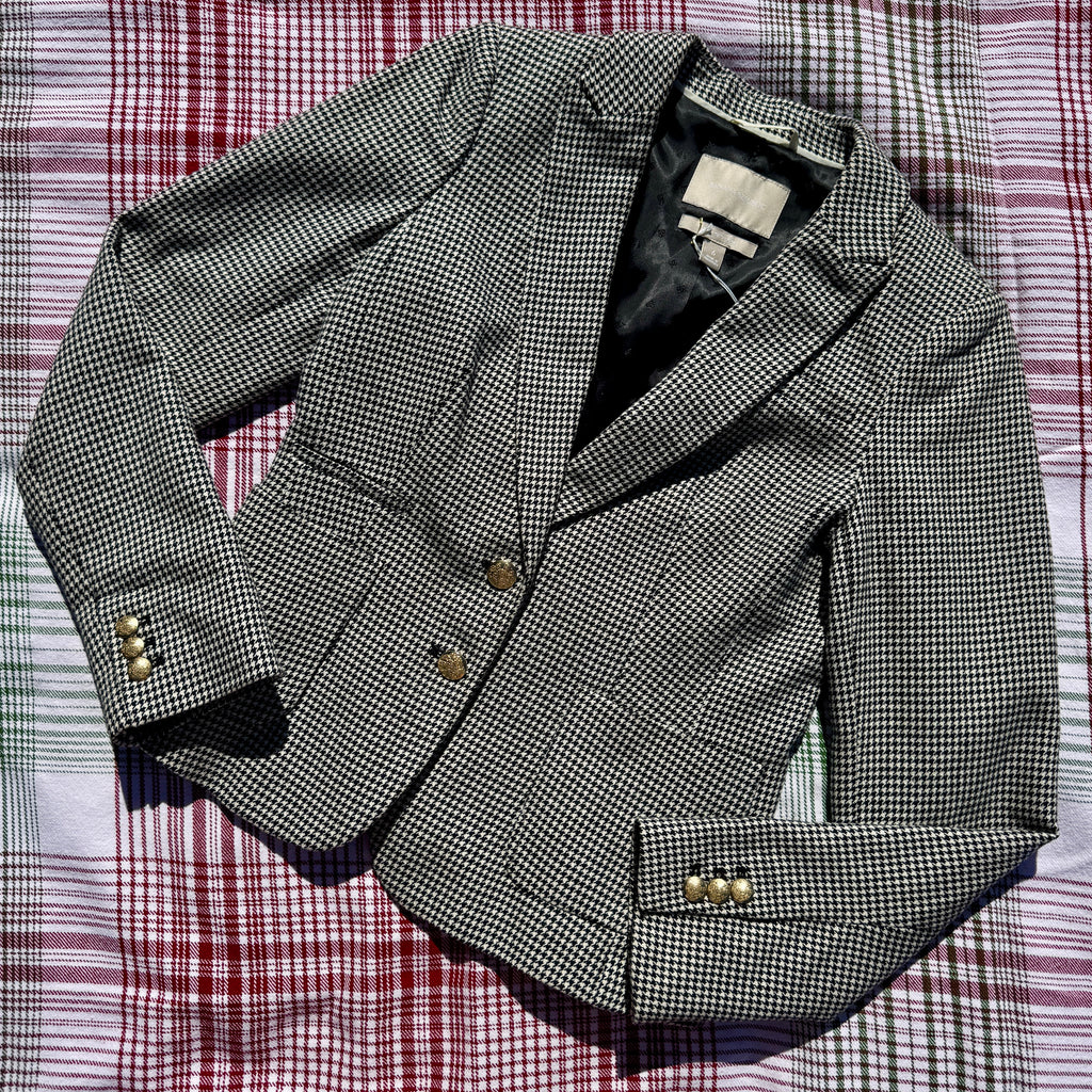 Black & White Houndstooth Cotton Blazer (Modern)