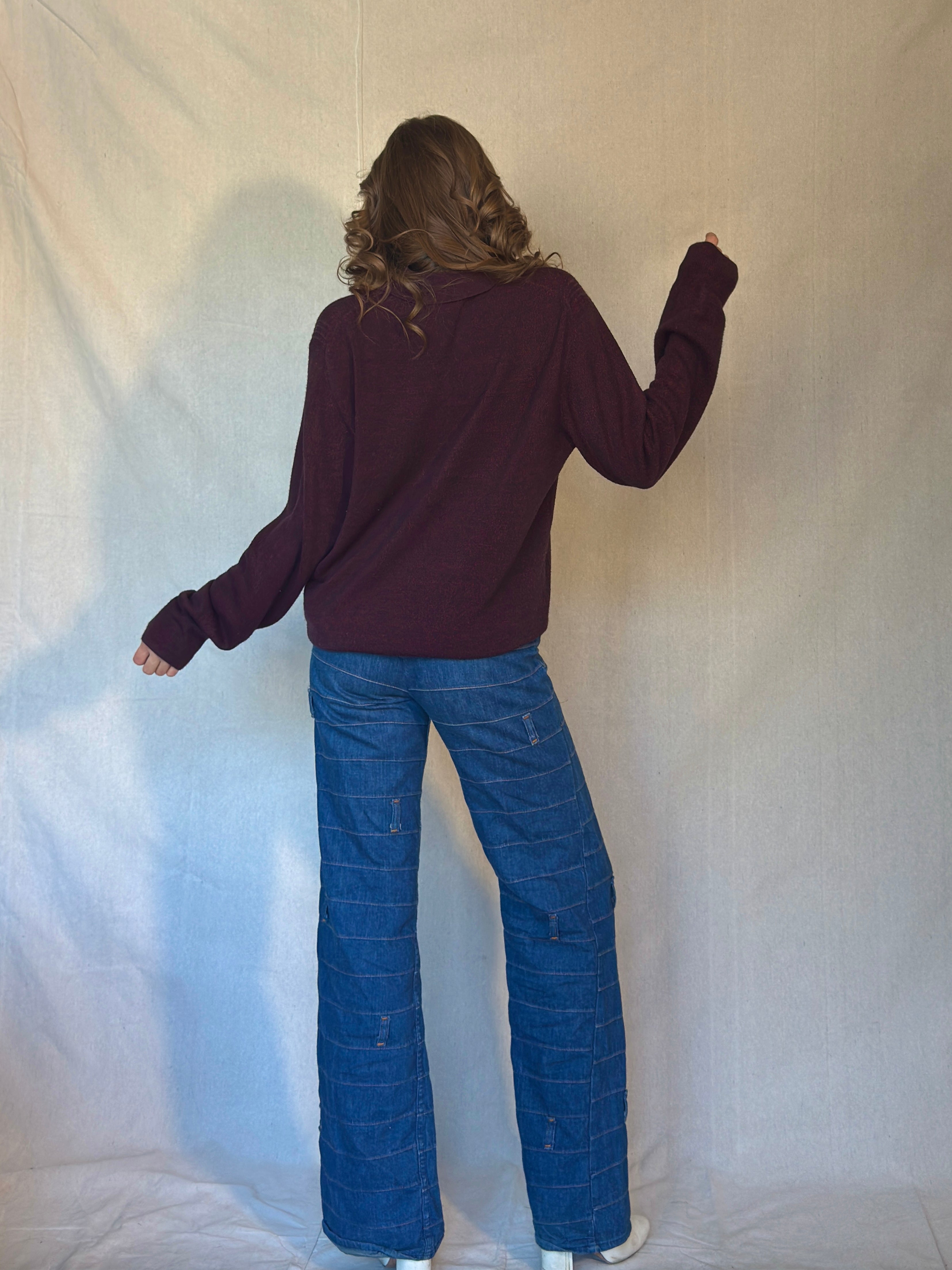 Dark Burgundy Collared Sweater (Modern)