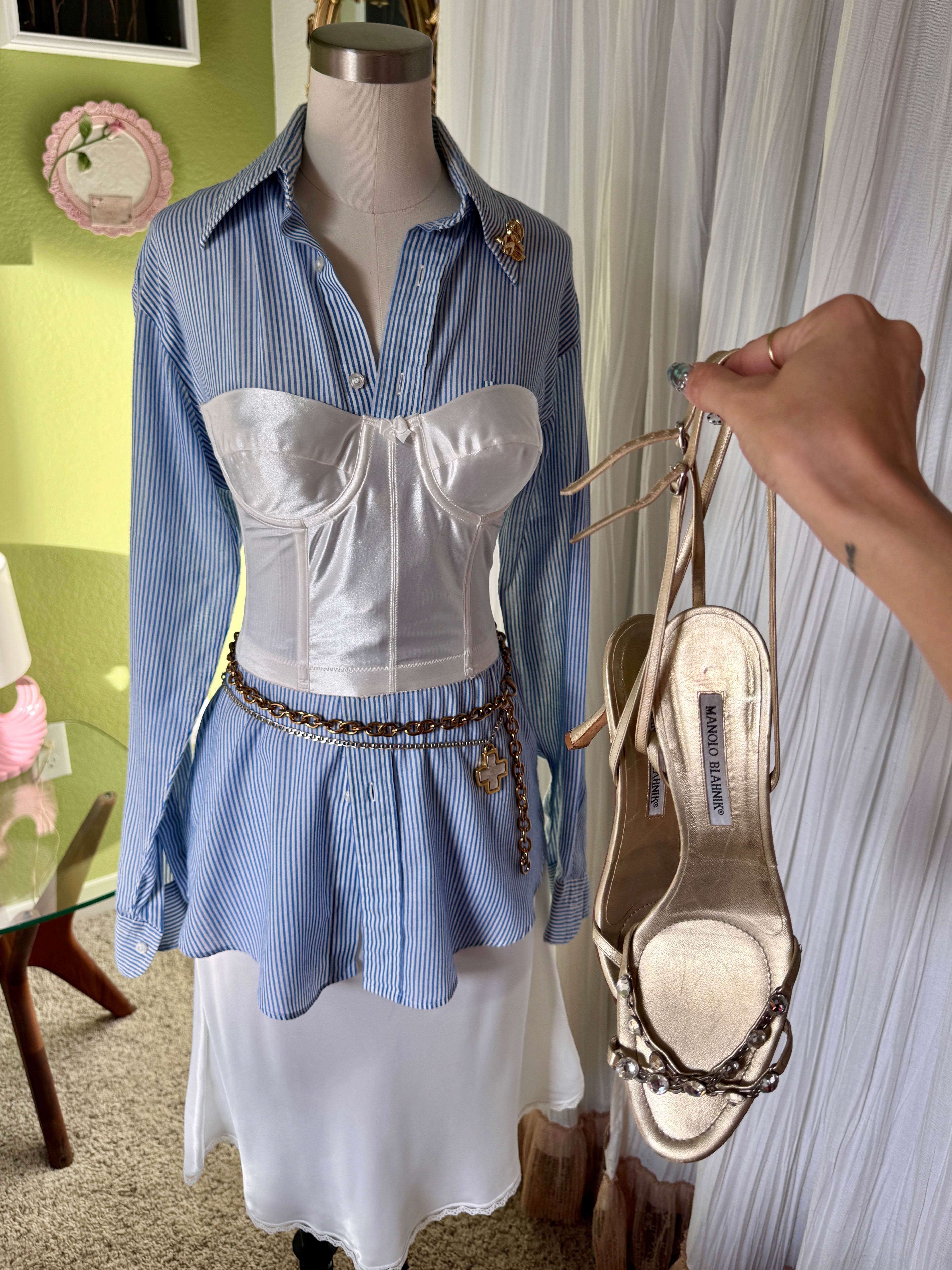 90s White Satin Bustier