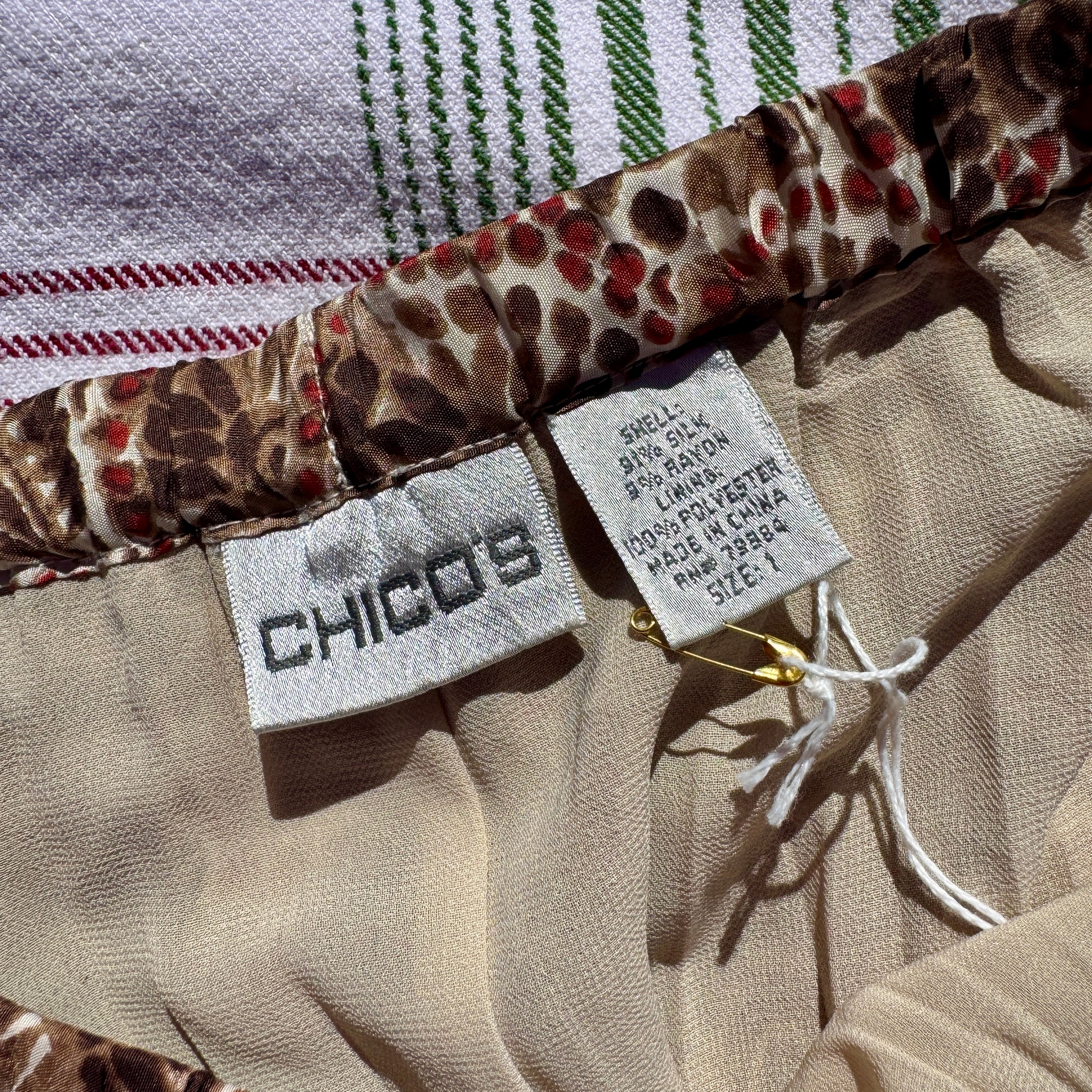 Y2K Brown & Orange Silk Layered Chicos Maxi Skirt