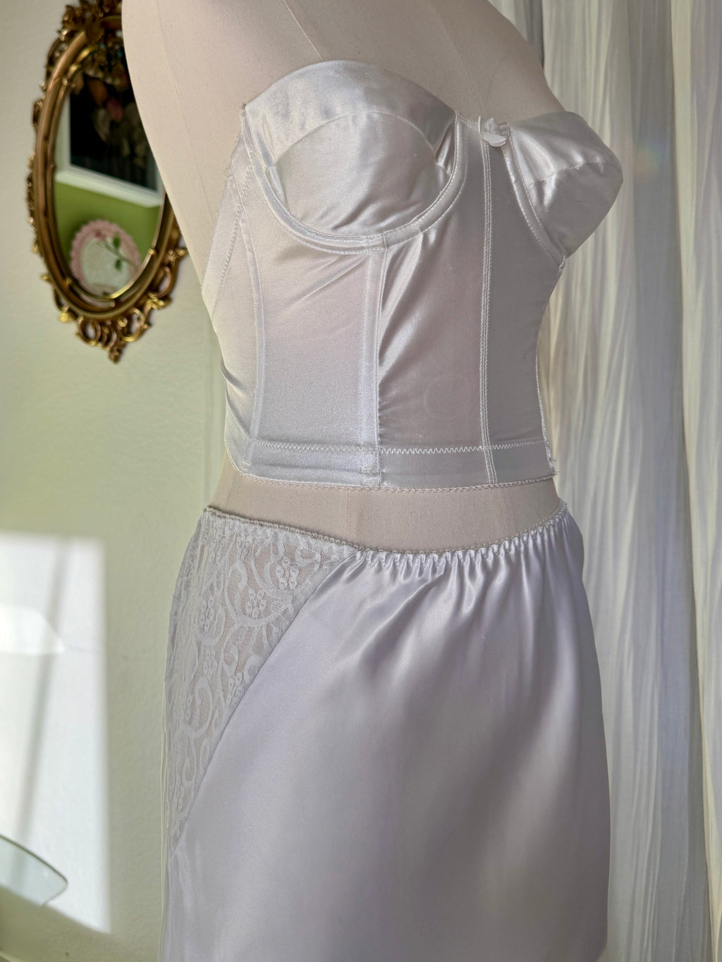 90s White Satin Bustier