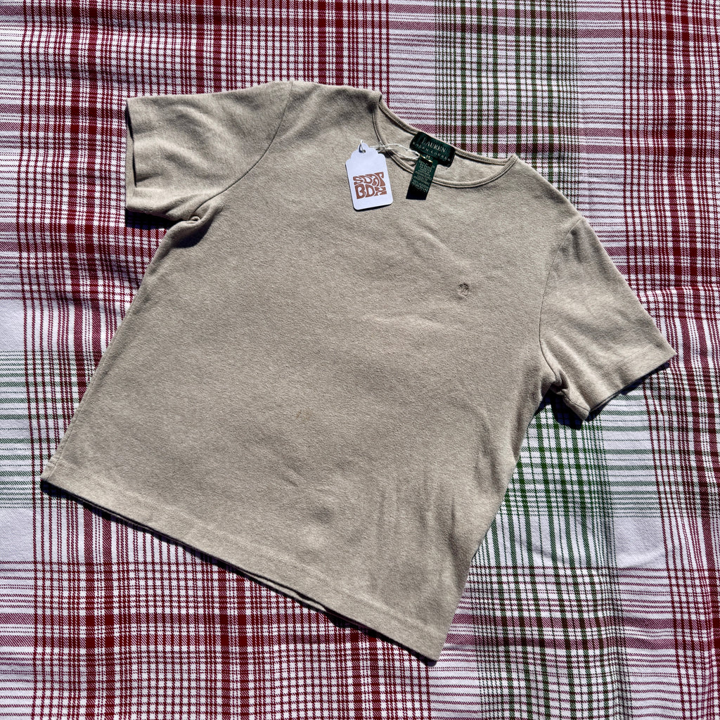 90s Light Brown Ralph Lauren Cotton Baby Tee