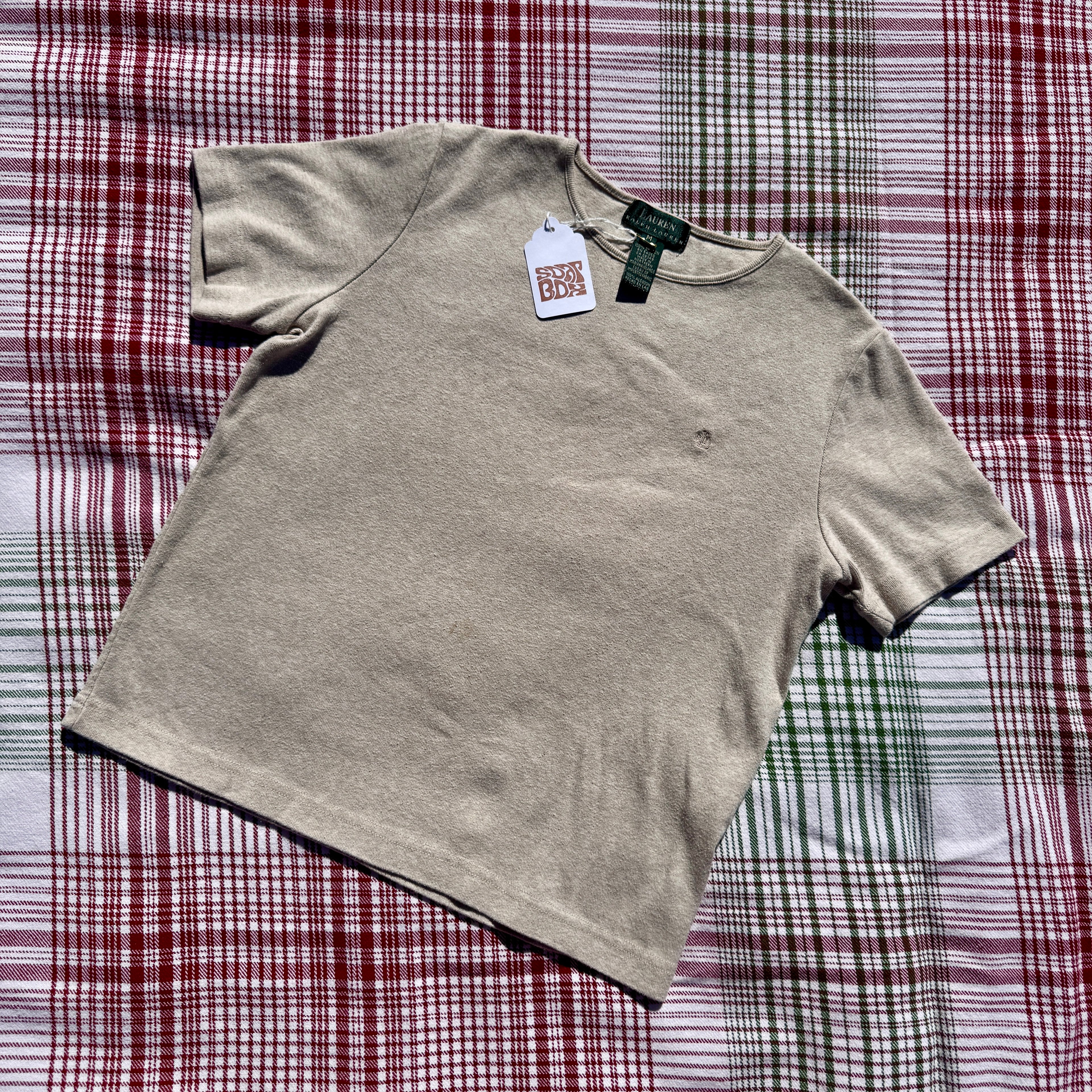 90s Light Brown Ralph Lauren Cotton Baby Tee