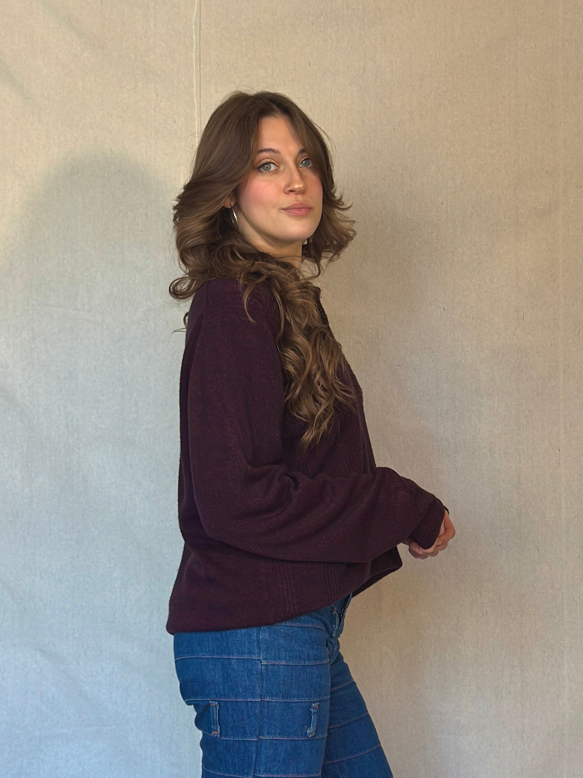Dark Burgundy Collared Sweater (Modern)