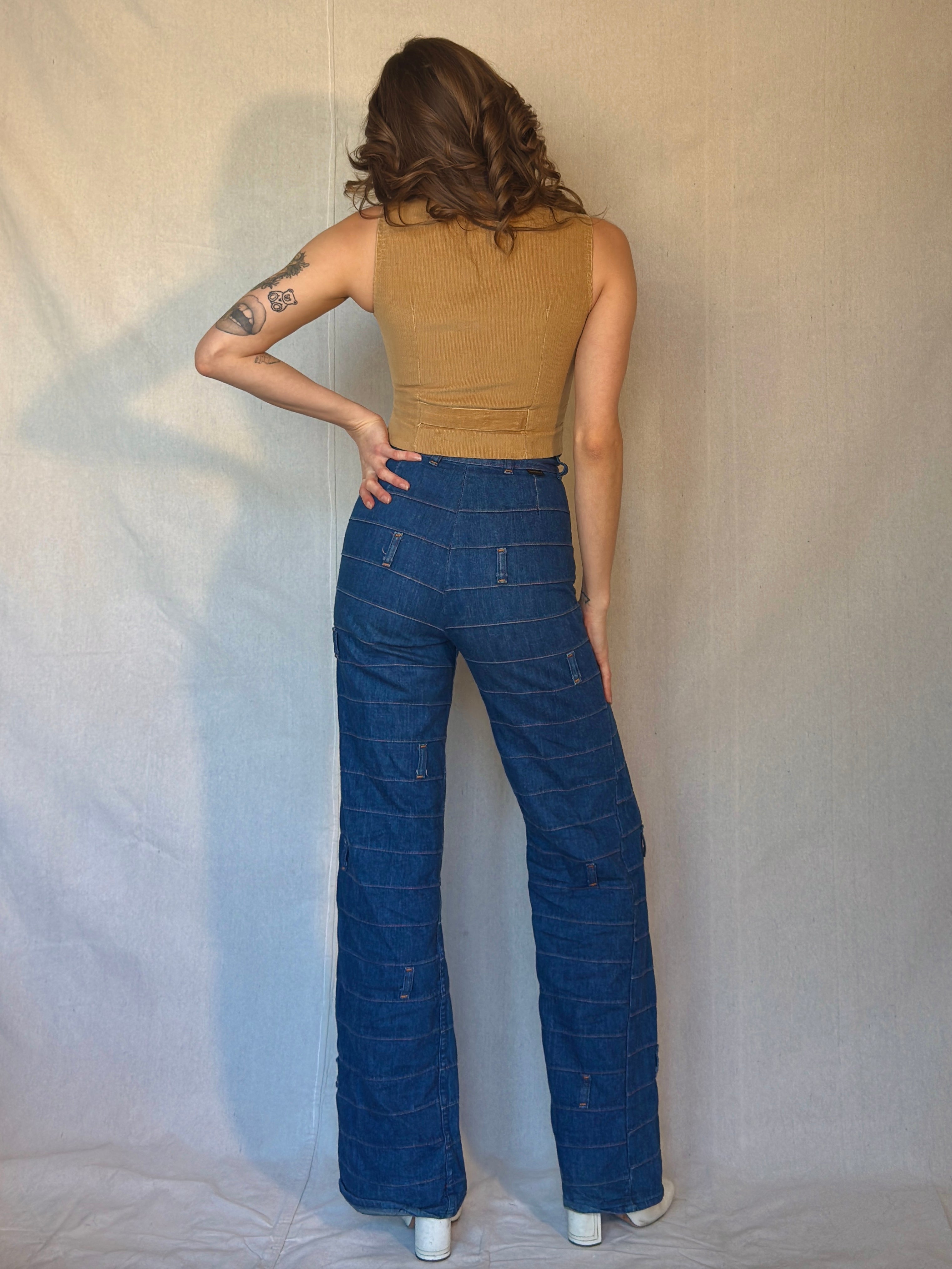 80s Tan Corduroy Button Up Vest