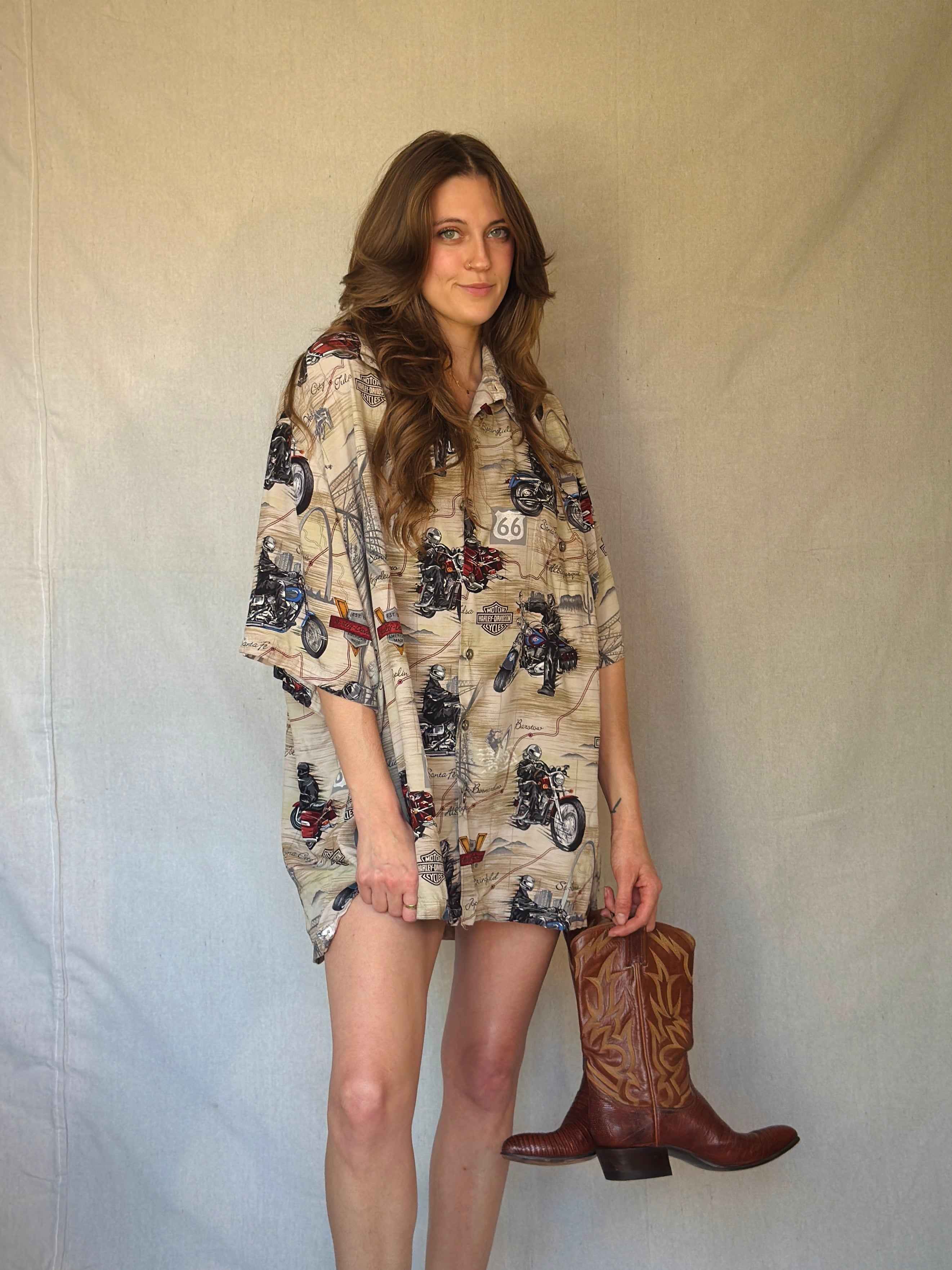 90s Harley Road Trip Landmark Button Up Shirt