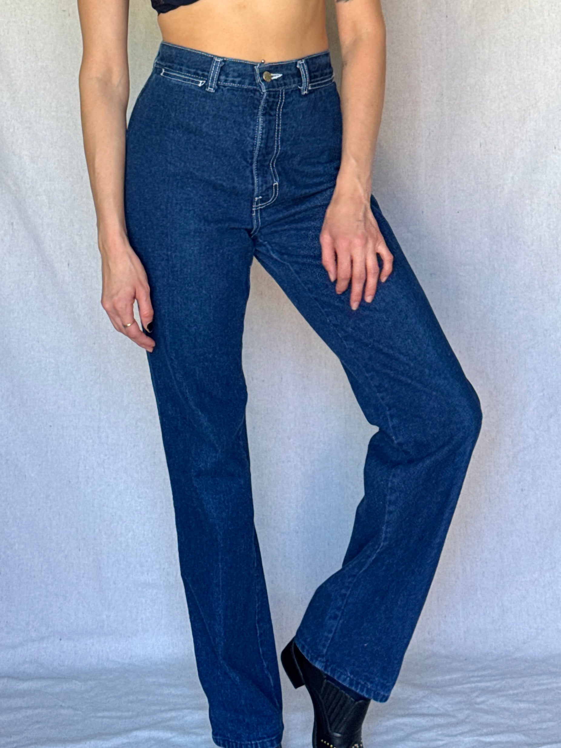 80s Dark Wash High Waisted Brittania Jeans