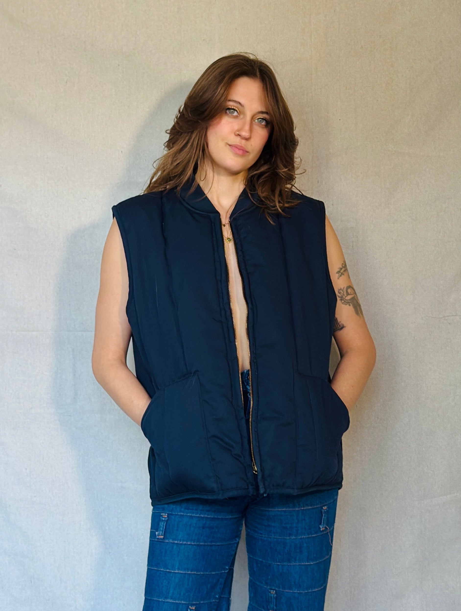 Navy Quilted Workwear Vest (Modern)