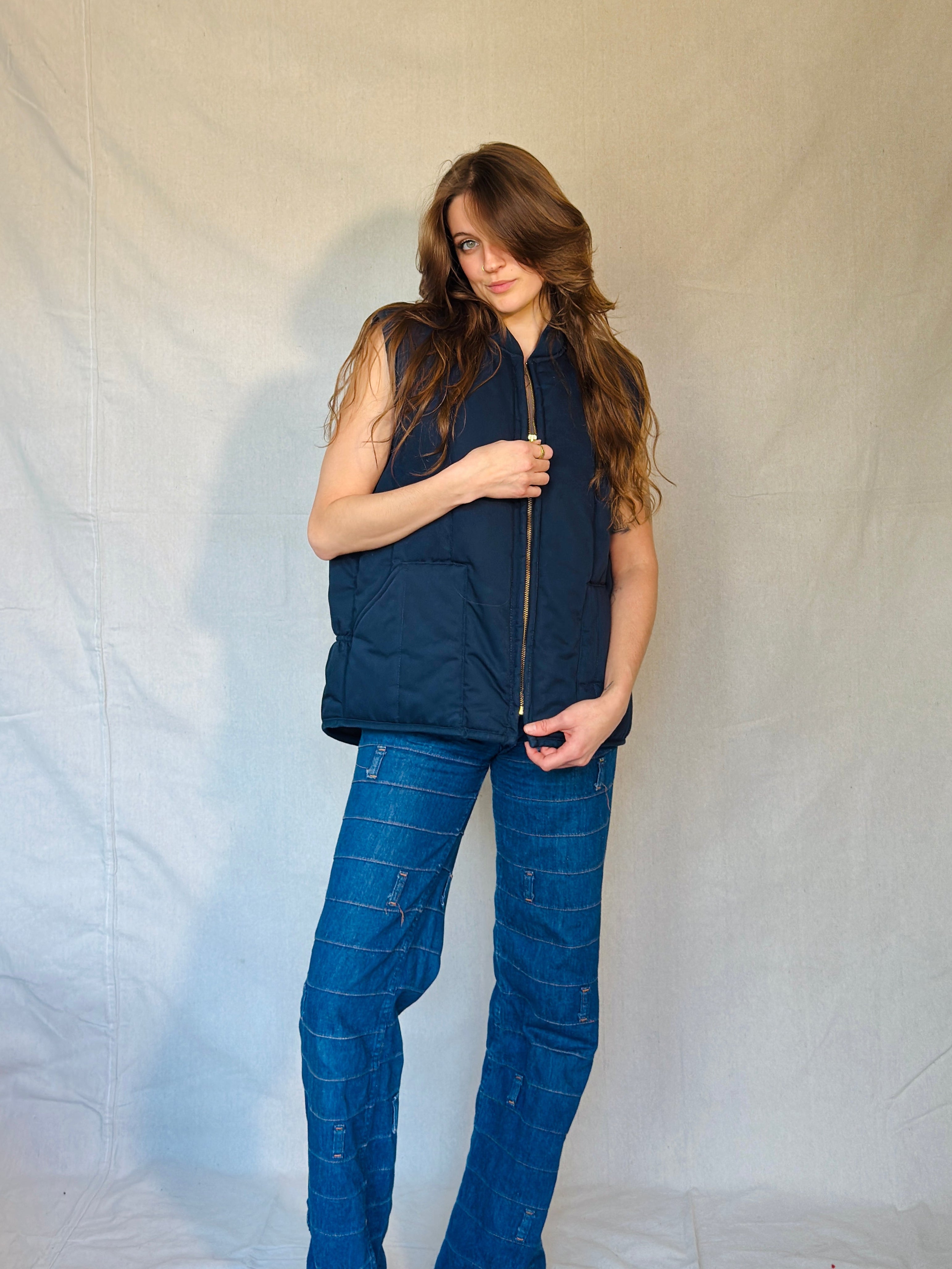 Navy Quilted Workwear Vest (Modern)
