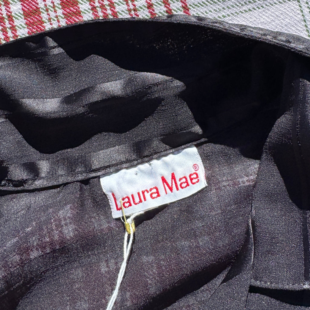90s Sheer Black Striped Button Up Blouse