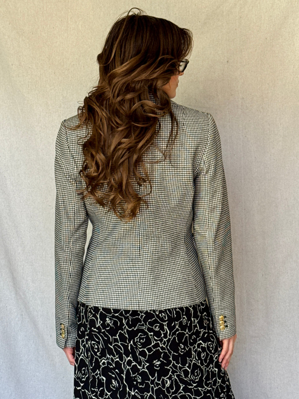 Black & White Houndstooth Cotton Blazer (Modern)