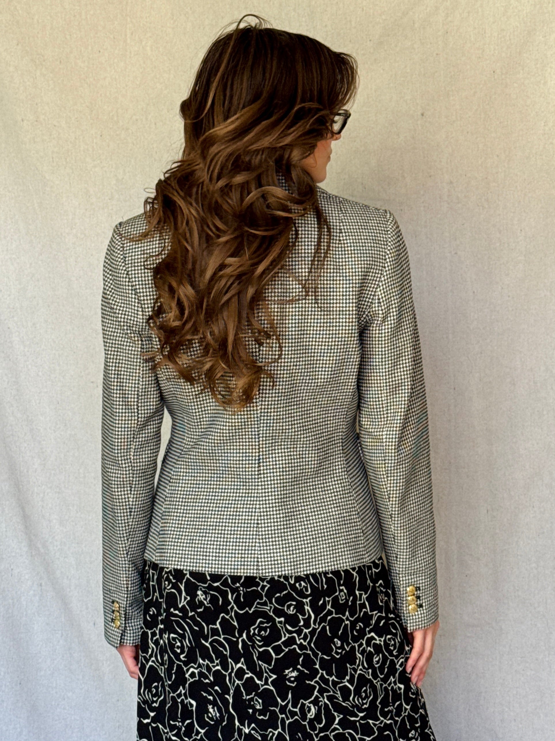 Black & White Houndstooth Cotton Blazer (Modern)