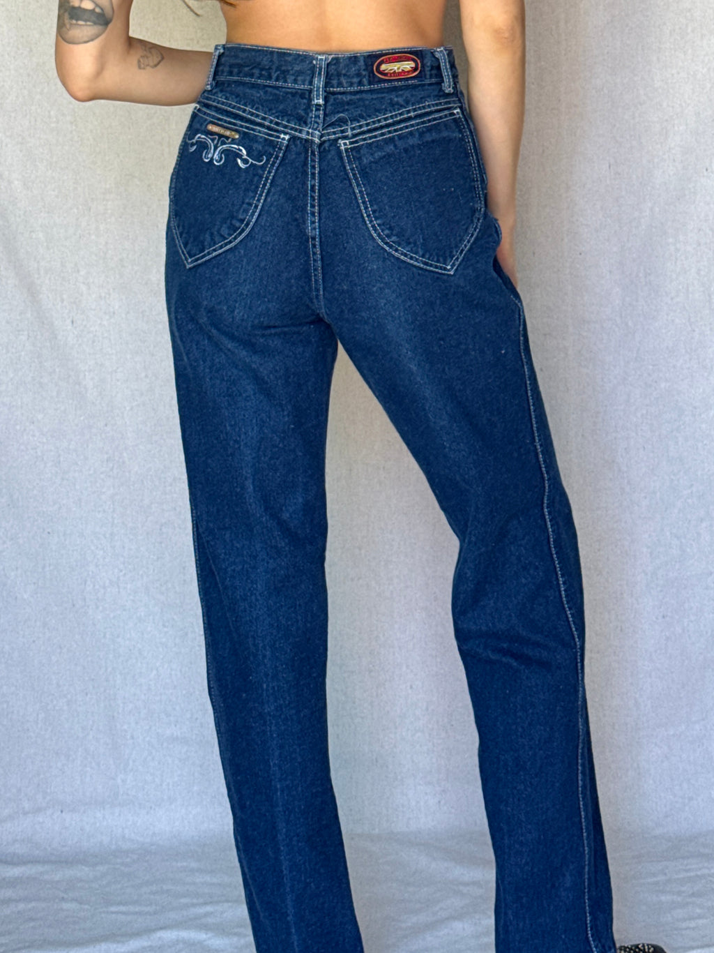 80s Dark Wash High Waisted Brittania Jeans