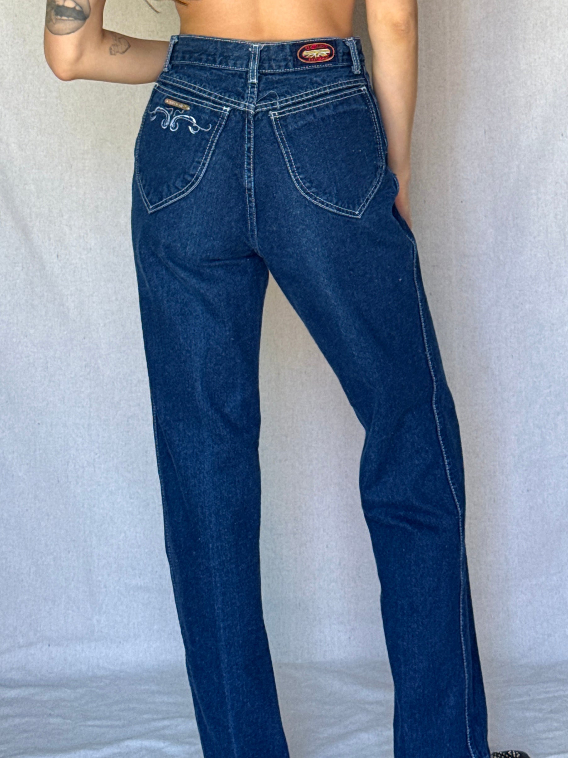80s Dark Wash High Waisted Brittania Jeans