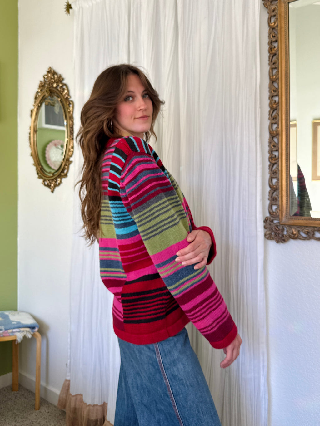 Y2K Liz Claiborne Striped Color Block Sweater